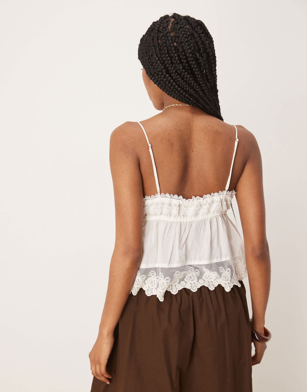 Abercrombie & Fitch premium babydoll embroidered top in white