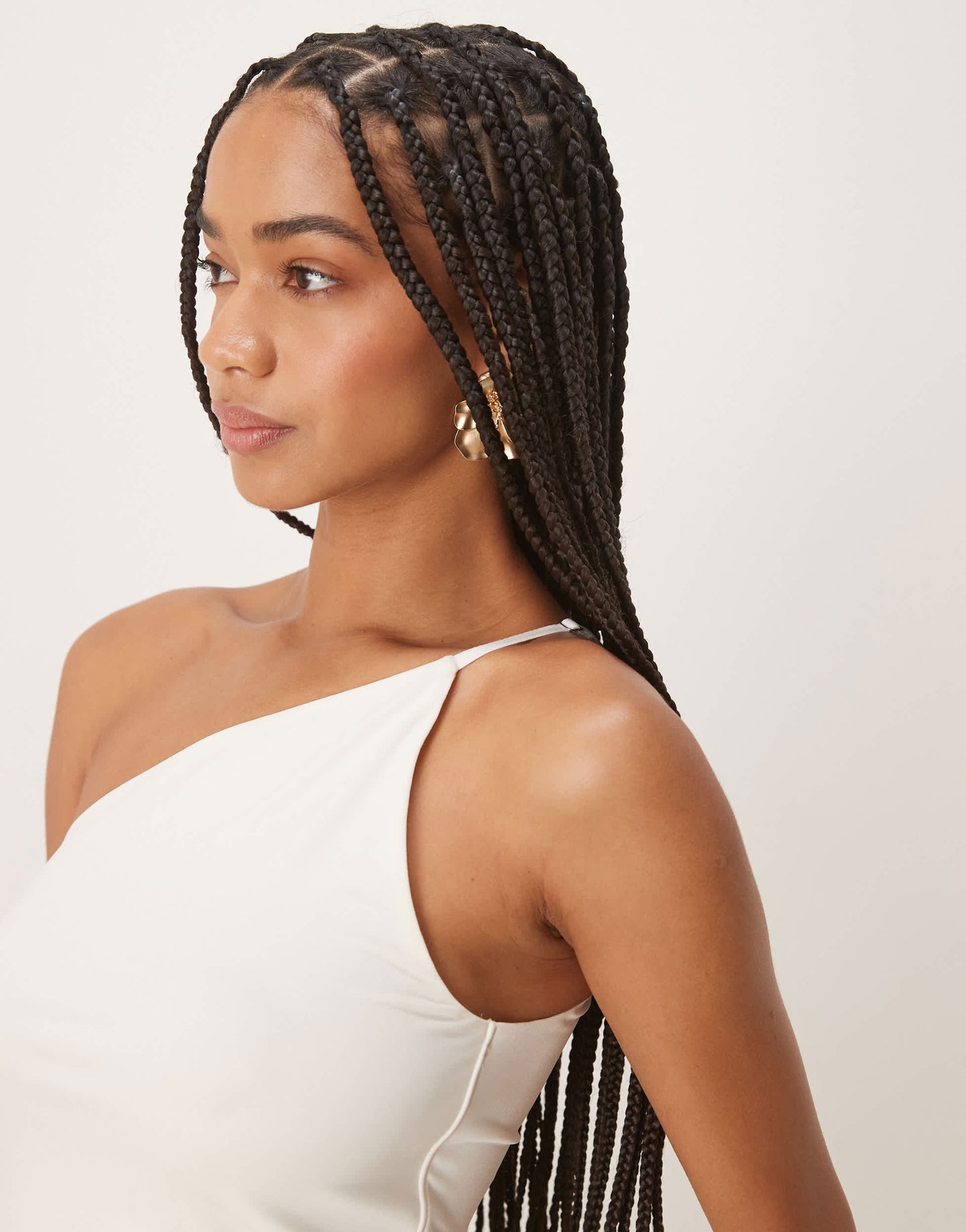 Abercrombie & Fitch one shoulder asymetric top in off white