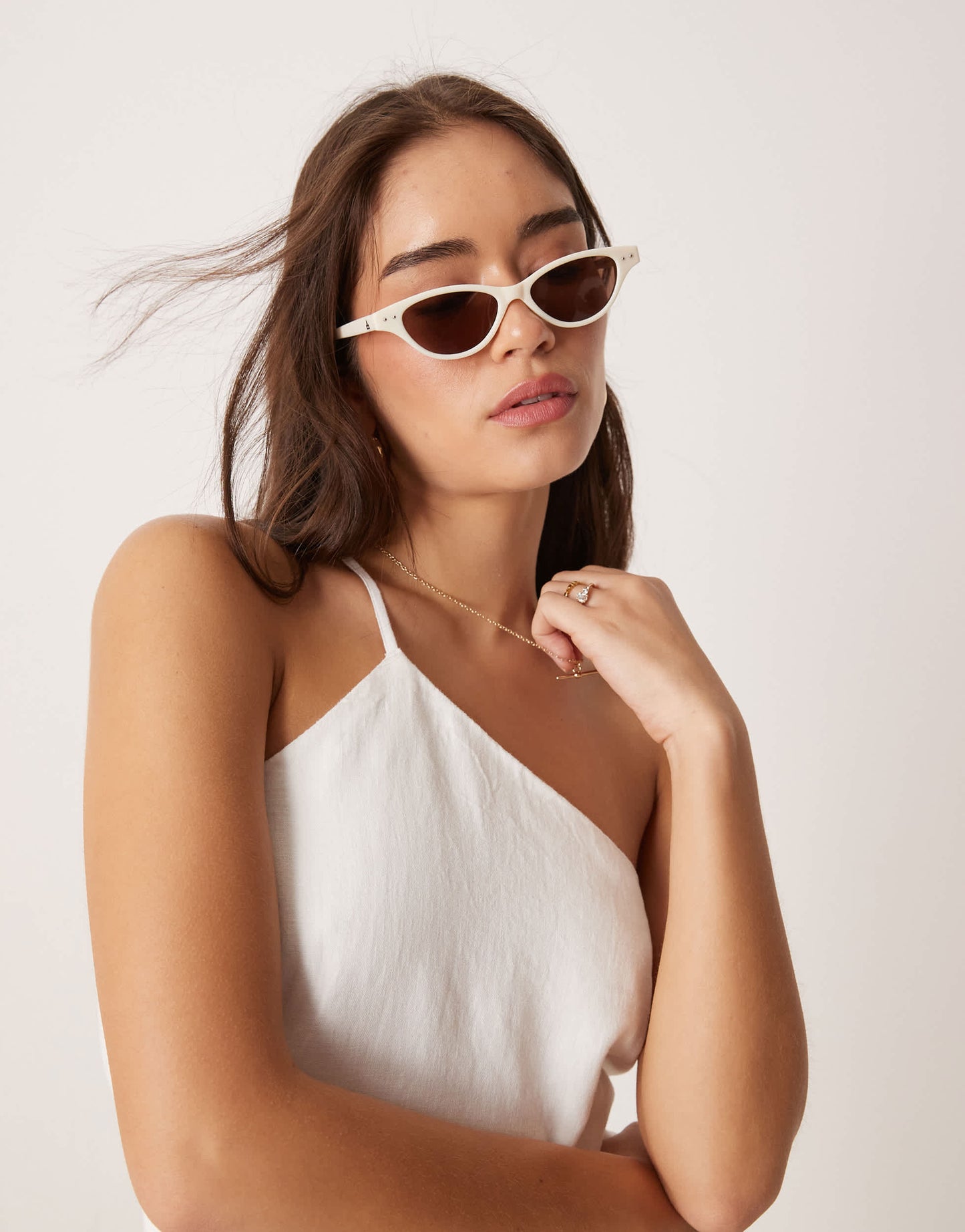 Abercrombie & Fitch asymmetrical tie detail top in white