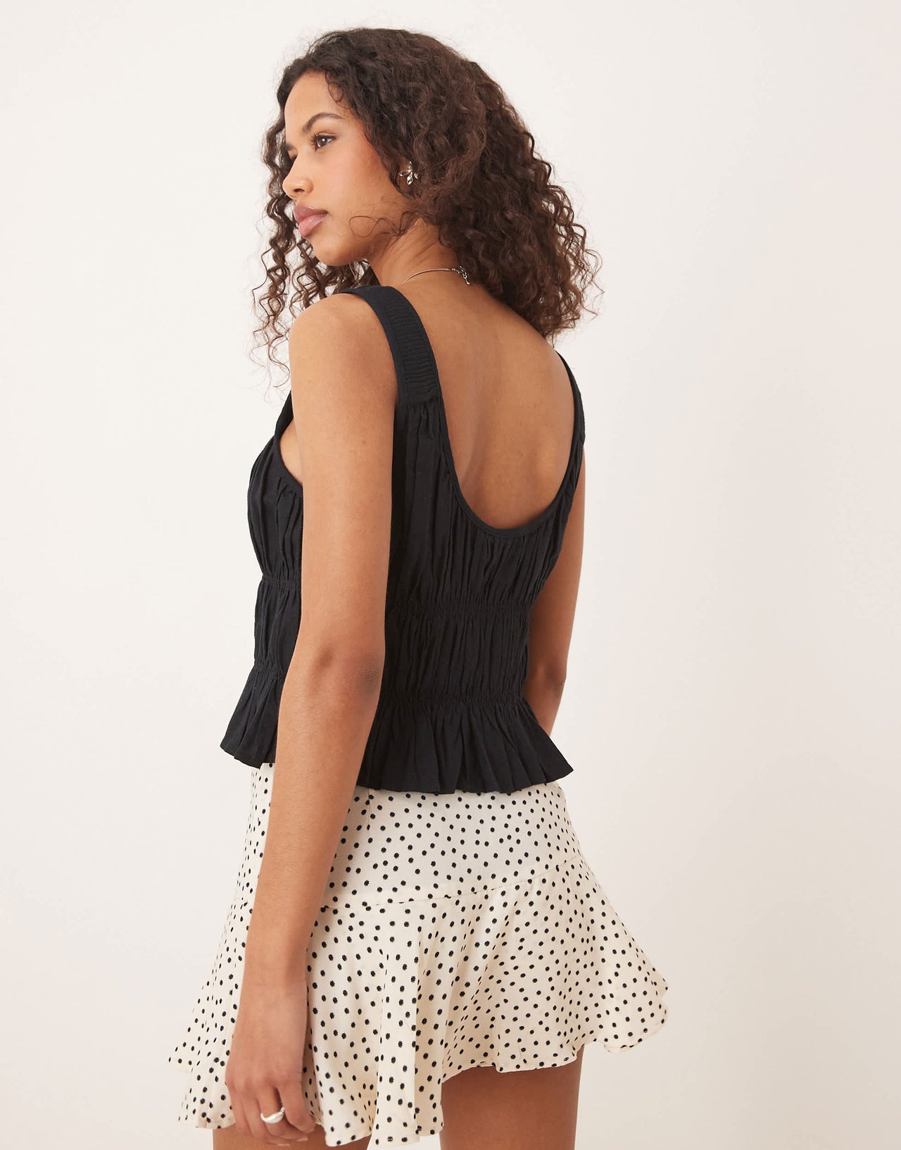 Abercrombie & Fitch ruched tie front top in black