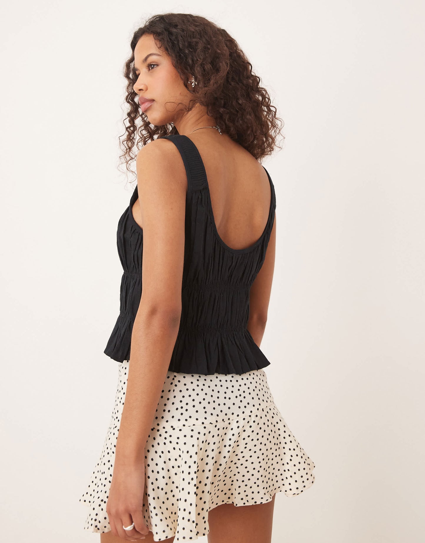 Abercrombie & Fitch ruched tie front top in black