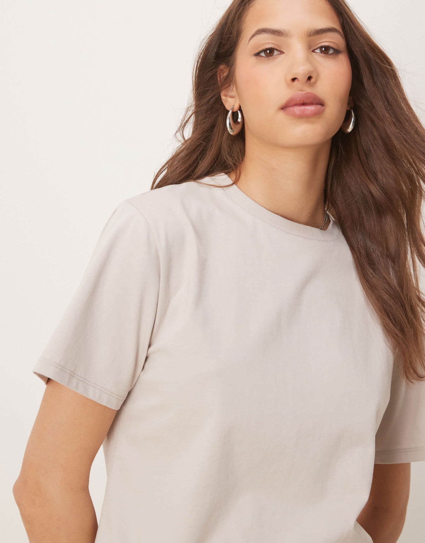 Abercrombie & Fitch cropped t-shirt in beige
