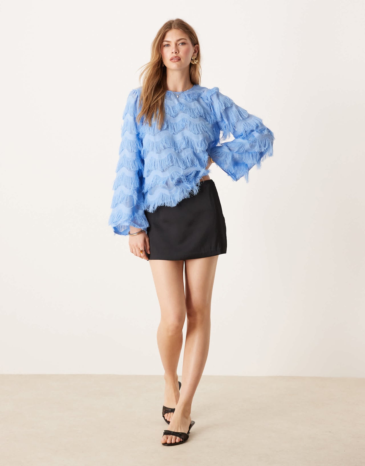 Abercrombie & Fitch mid rise high shine mini skort in black
