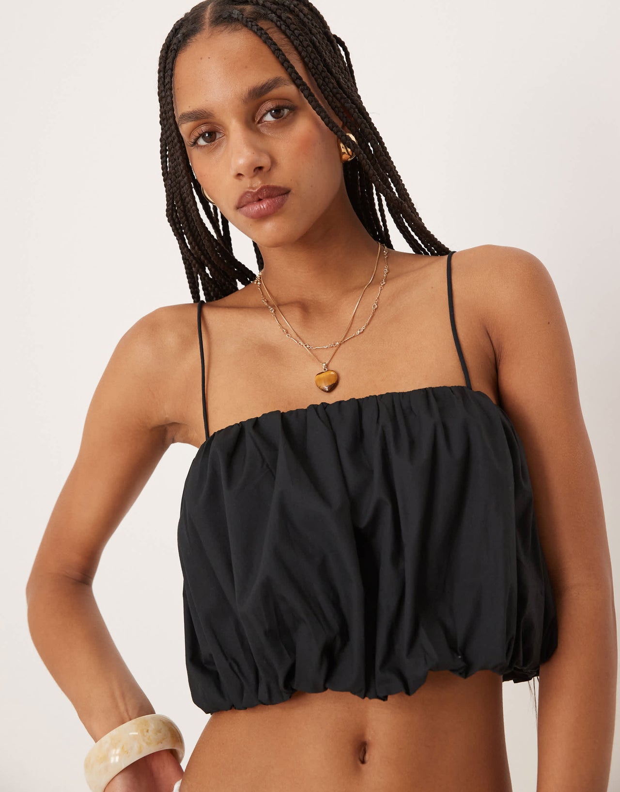 Abercrombie & Fitch cropped bubble cami top in black