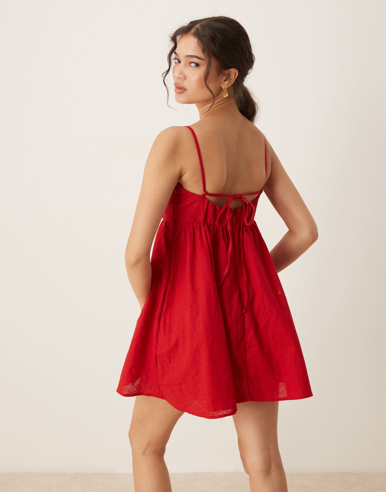 Abercrombie & Fitch spaghetti strap sweetheart neckline babydoll mini dress in red