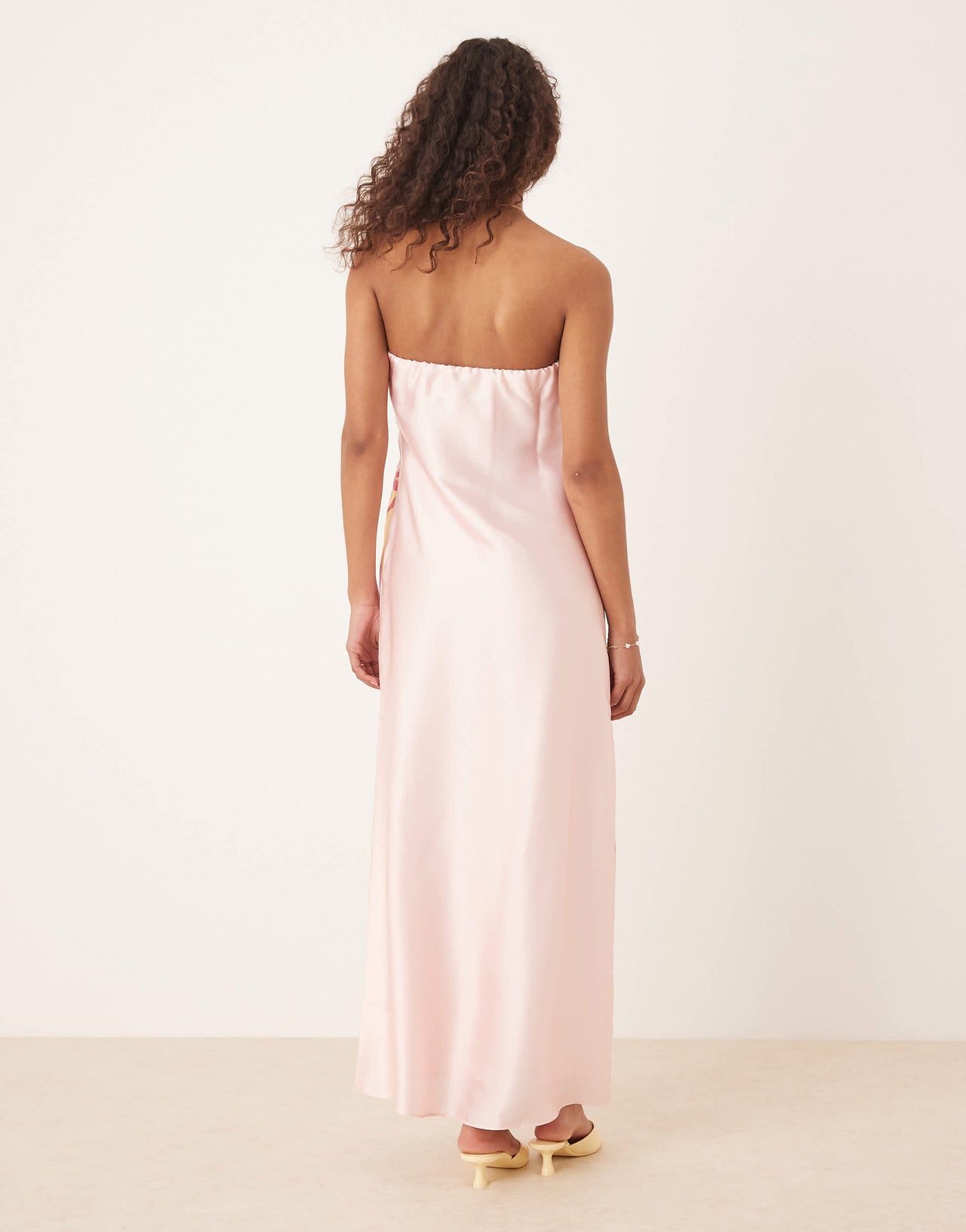 Abercrombie & Fitch satin strapless maxi dress in pink floral