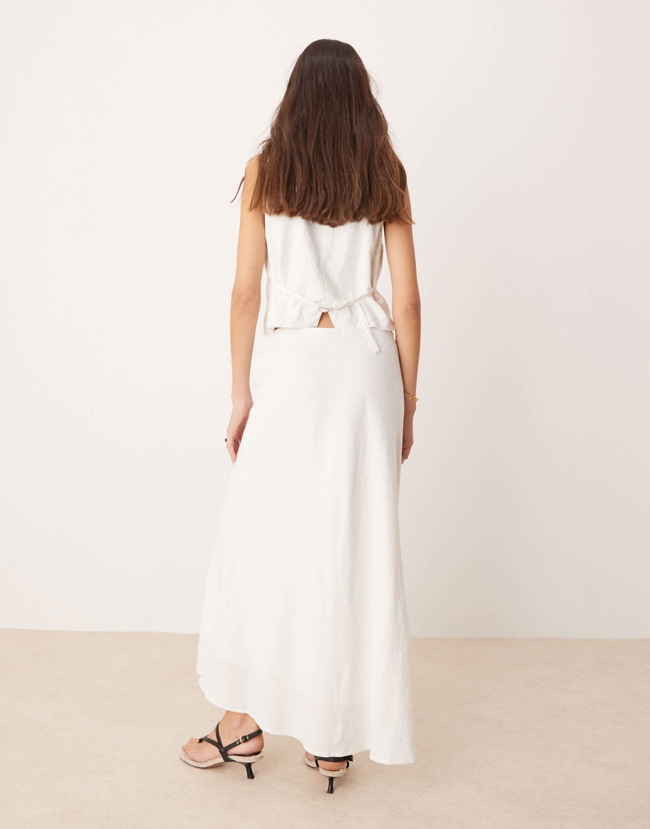 Abercrombie & Fitch bias cut linen blend maxi skirt in white