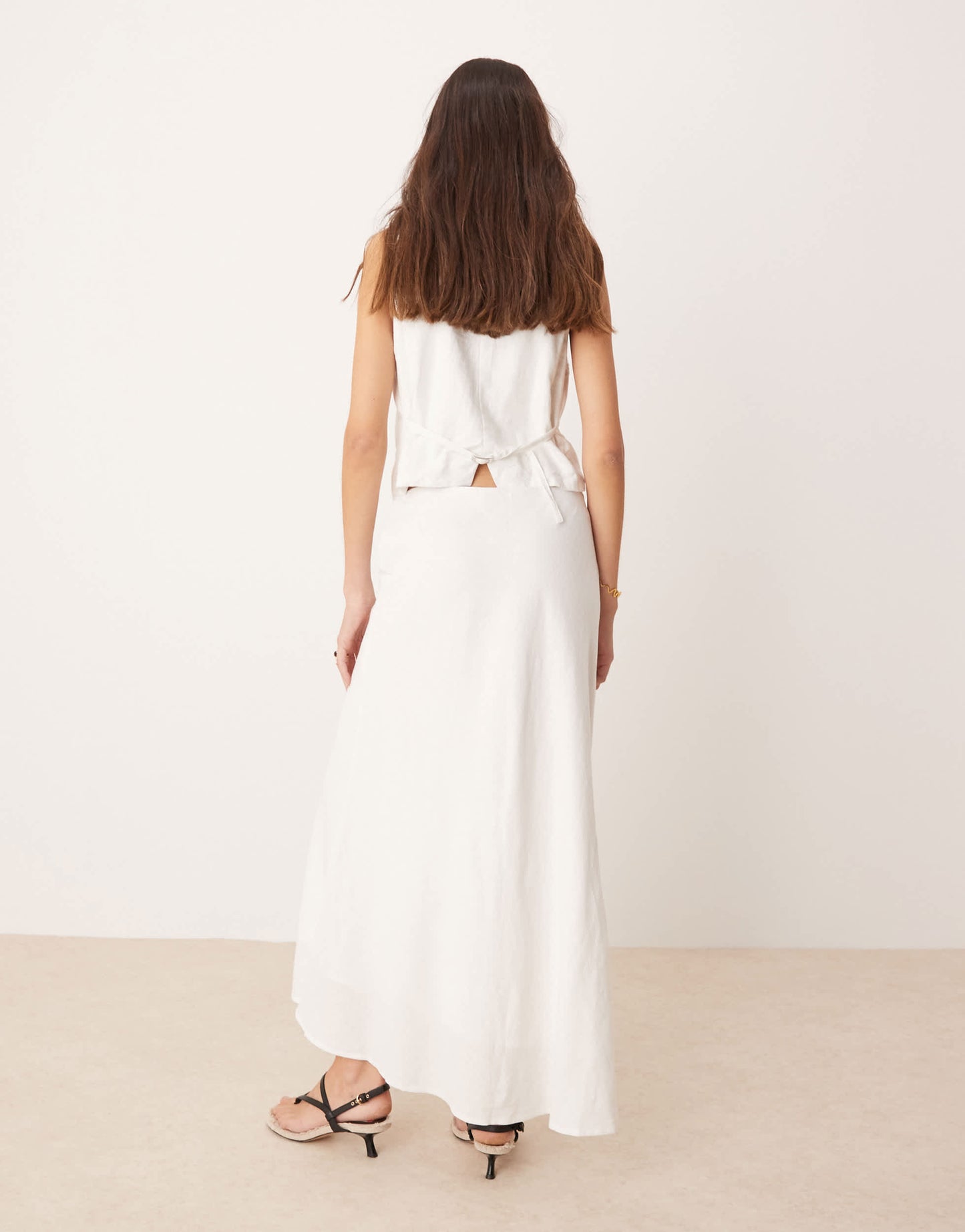 Abercrombie & Fitch bias cut linen blend maxi skirt in white