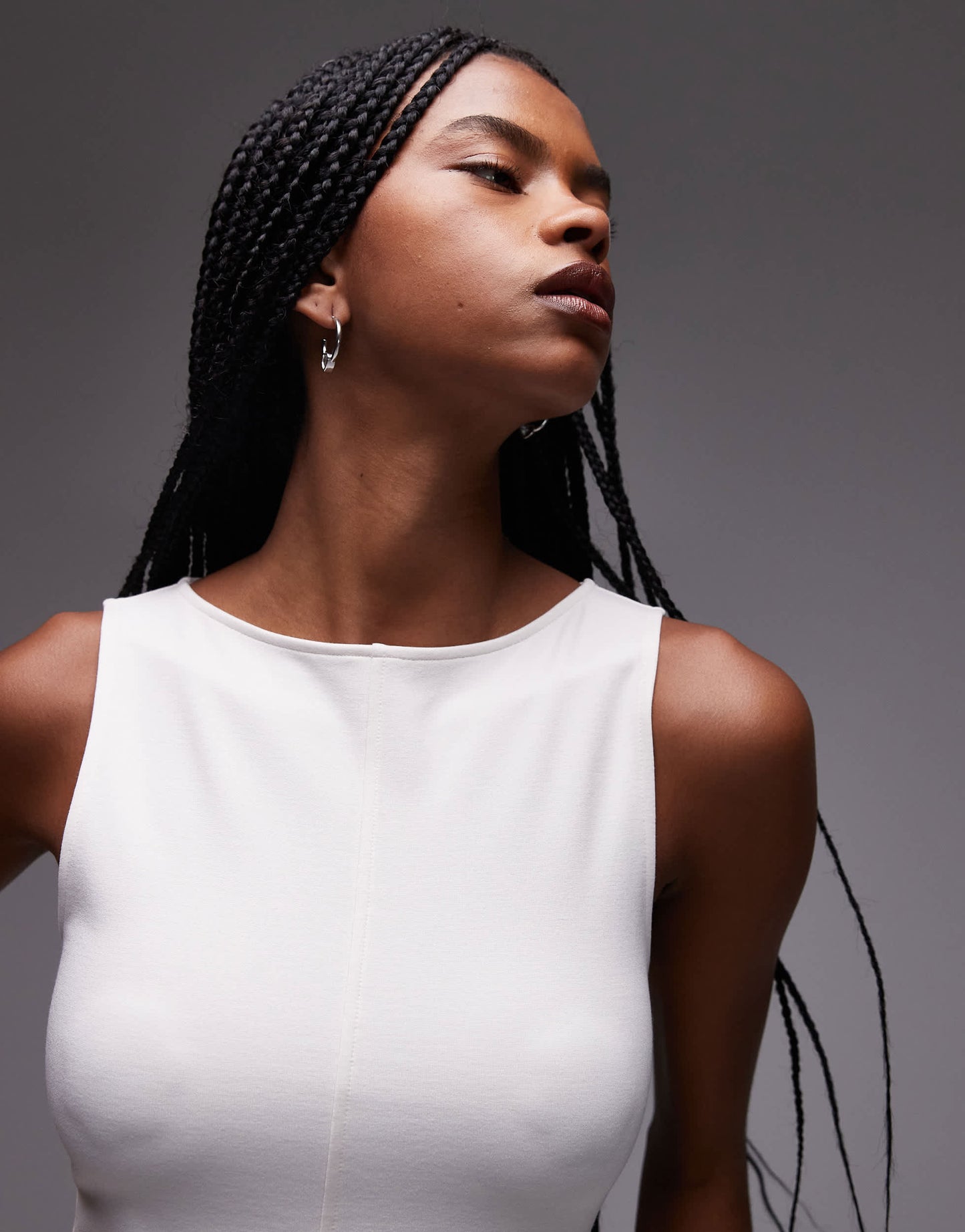 & Other Stories jersey boat neck mini dress with skater hem in off  white