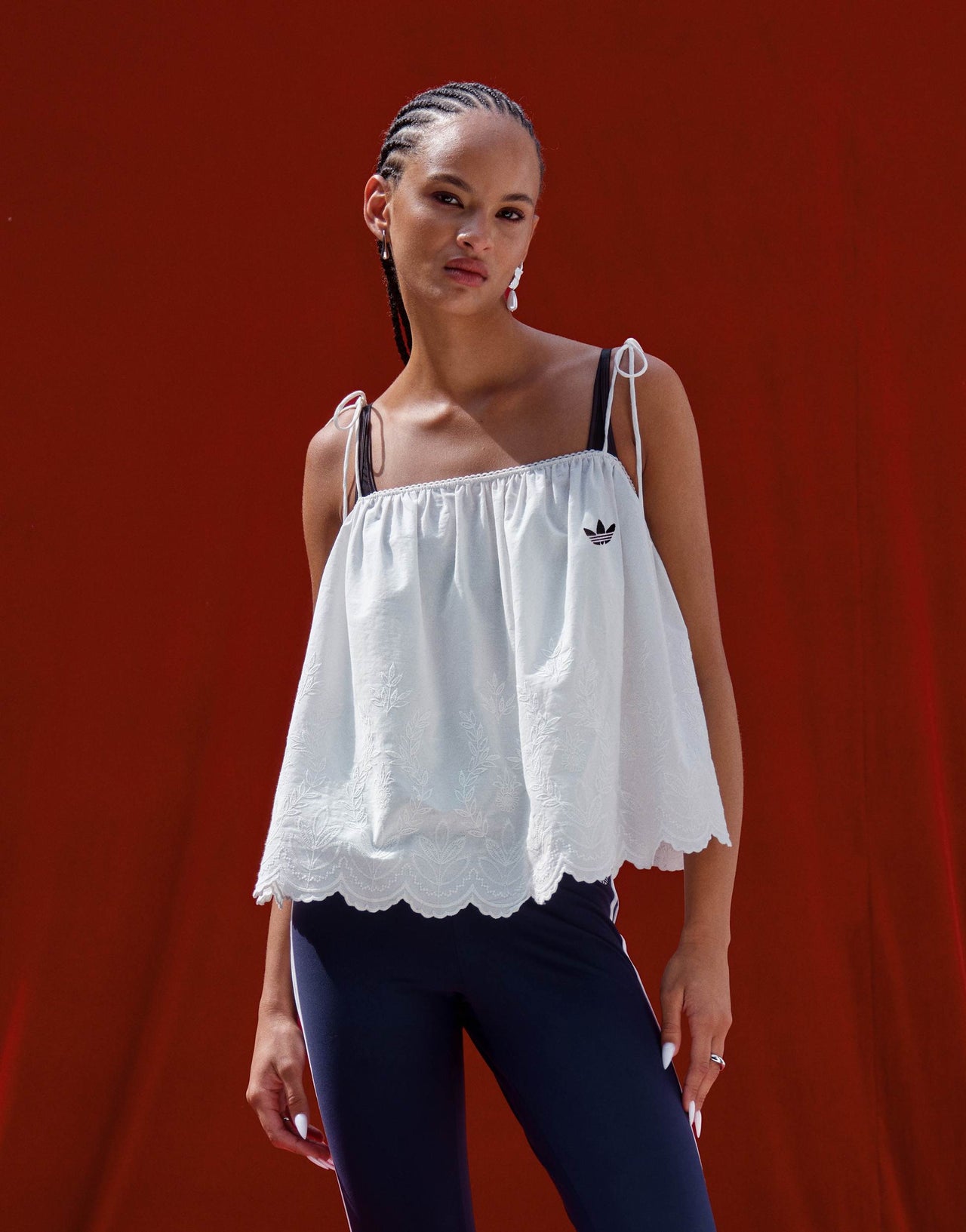 adidas Originals x ASOS broderie cami top in white