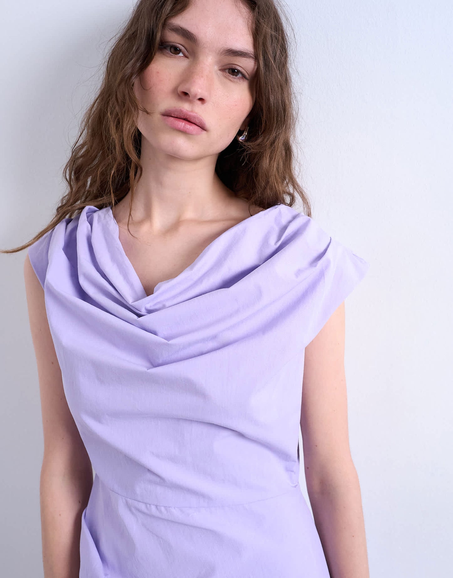 Topshop drape detail clean mini dress in lilac