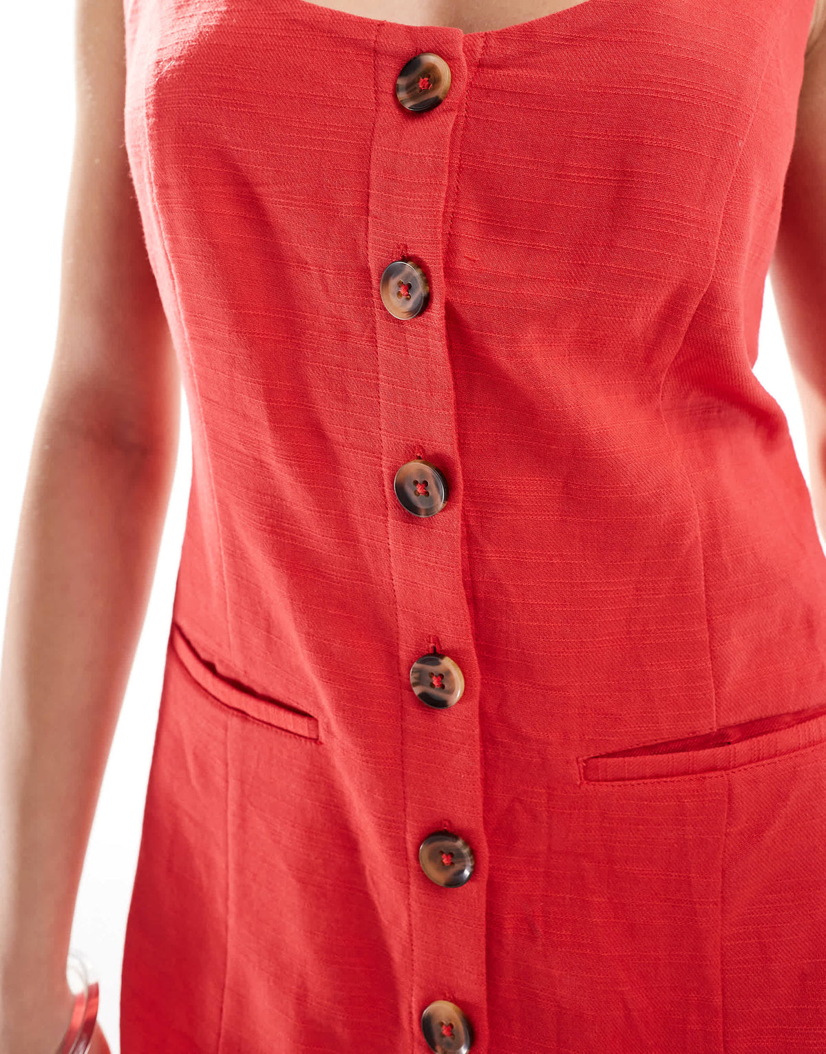 New Look button through mini dress in red