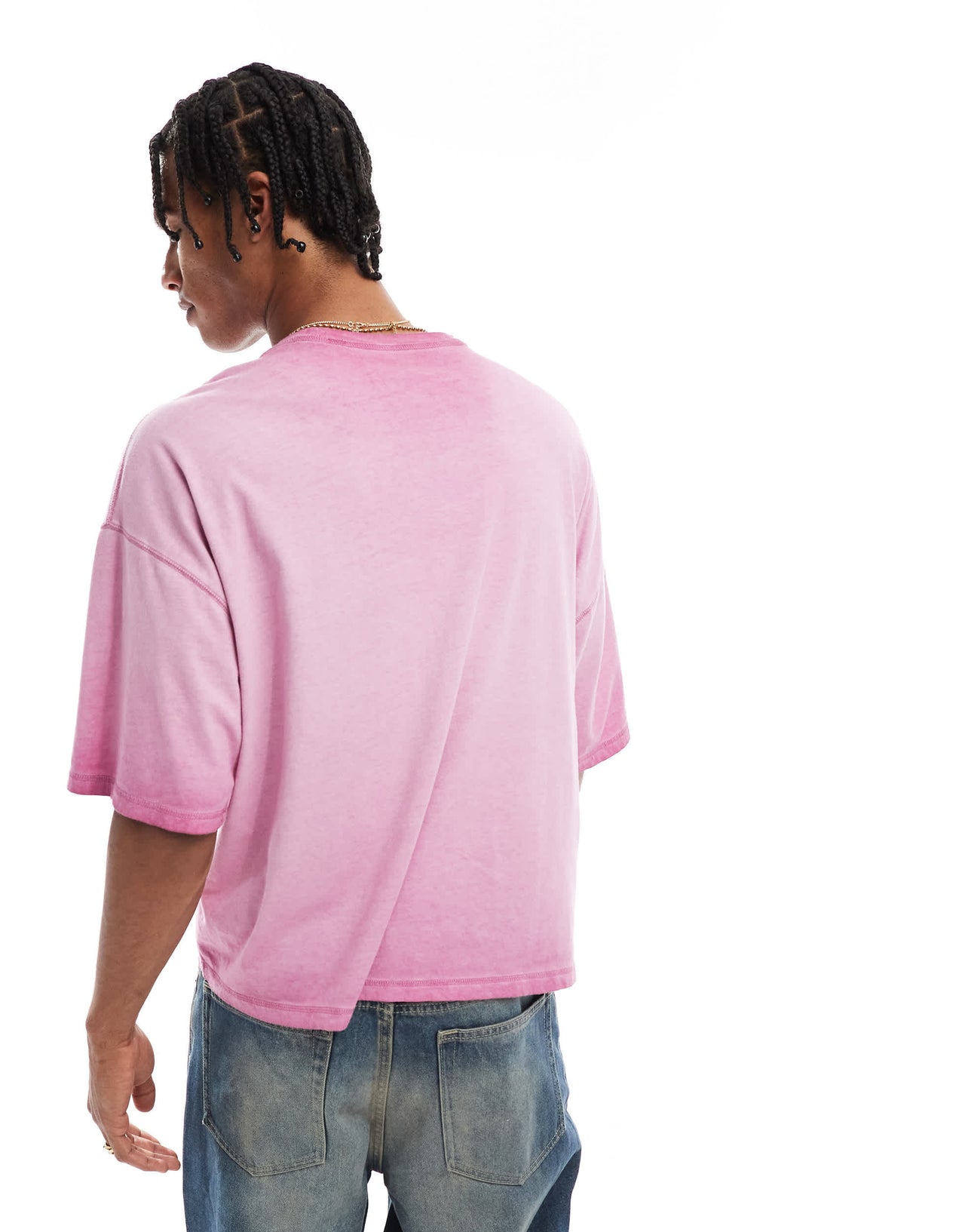 Hollister baggy drop jersey t-shirt with varsity motif detail in washed pink
