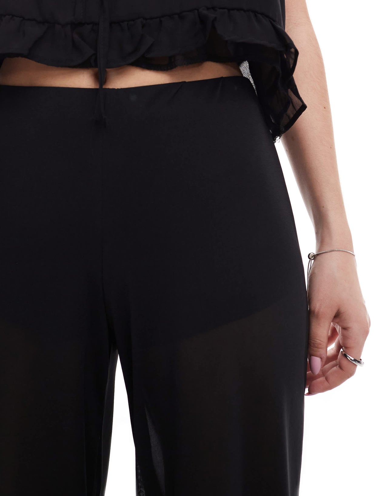 Bershka sheer beach trousers in black
