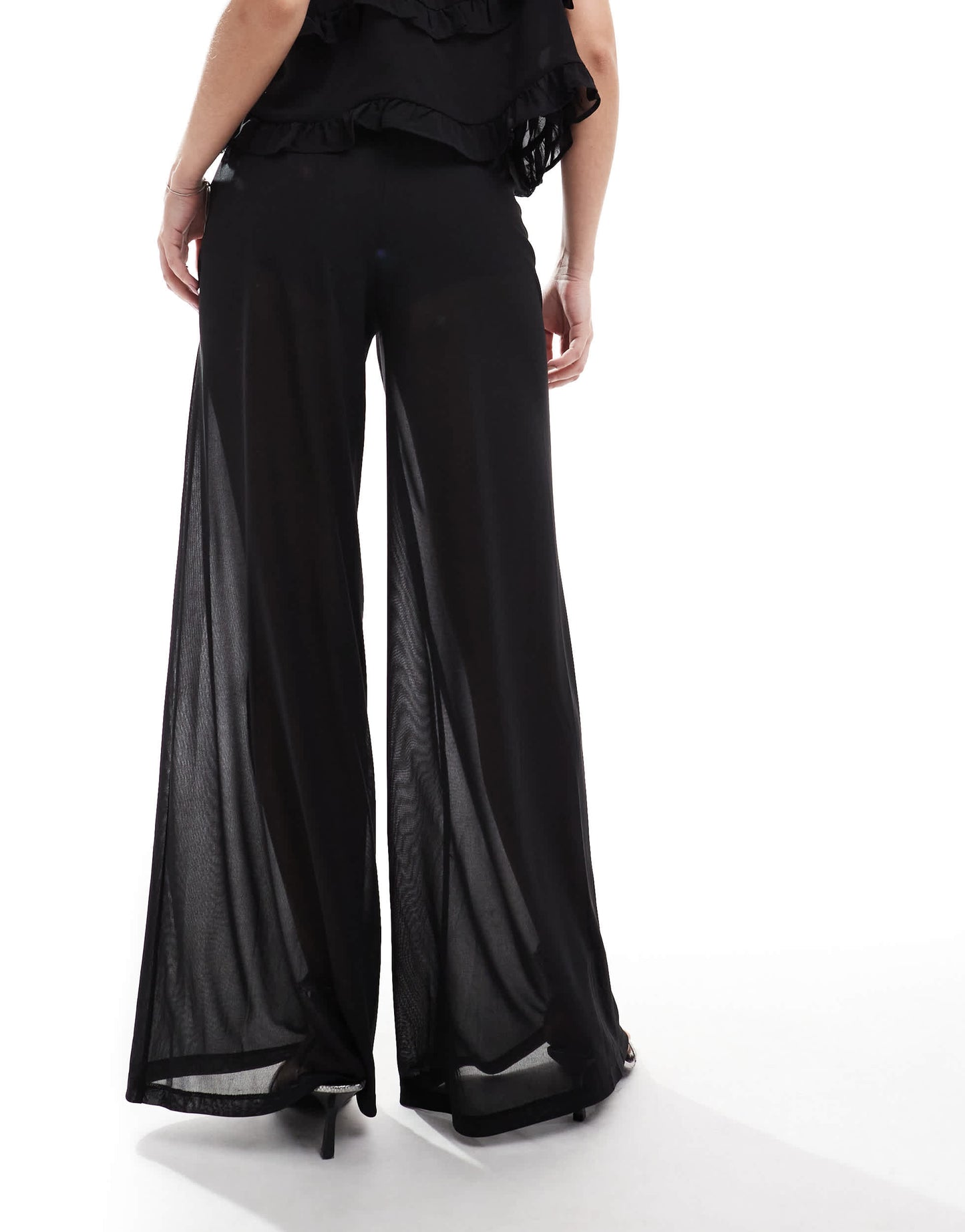 Bershka sheer beach trousers in black