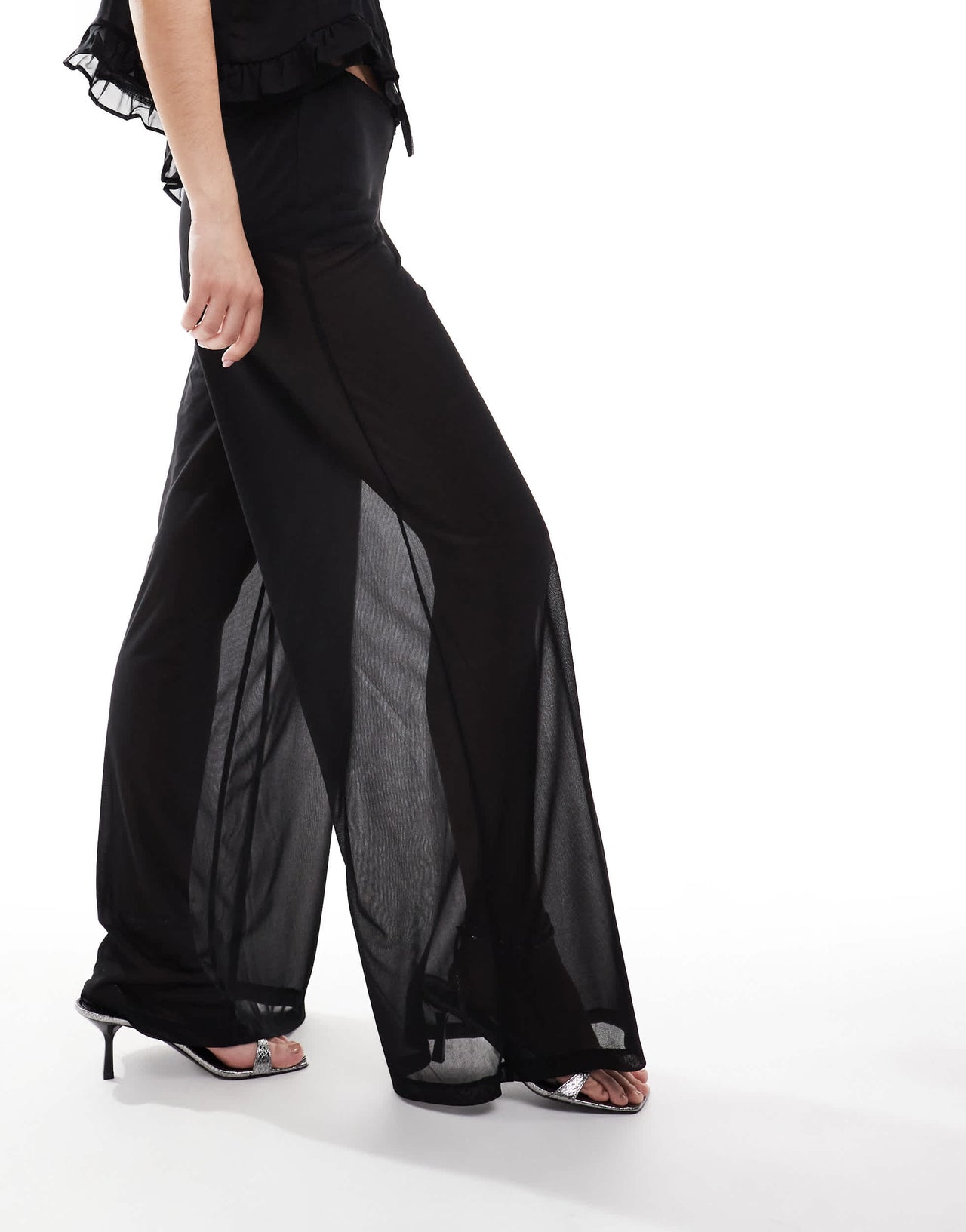 Bershka sheer beach trousers in black