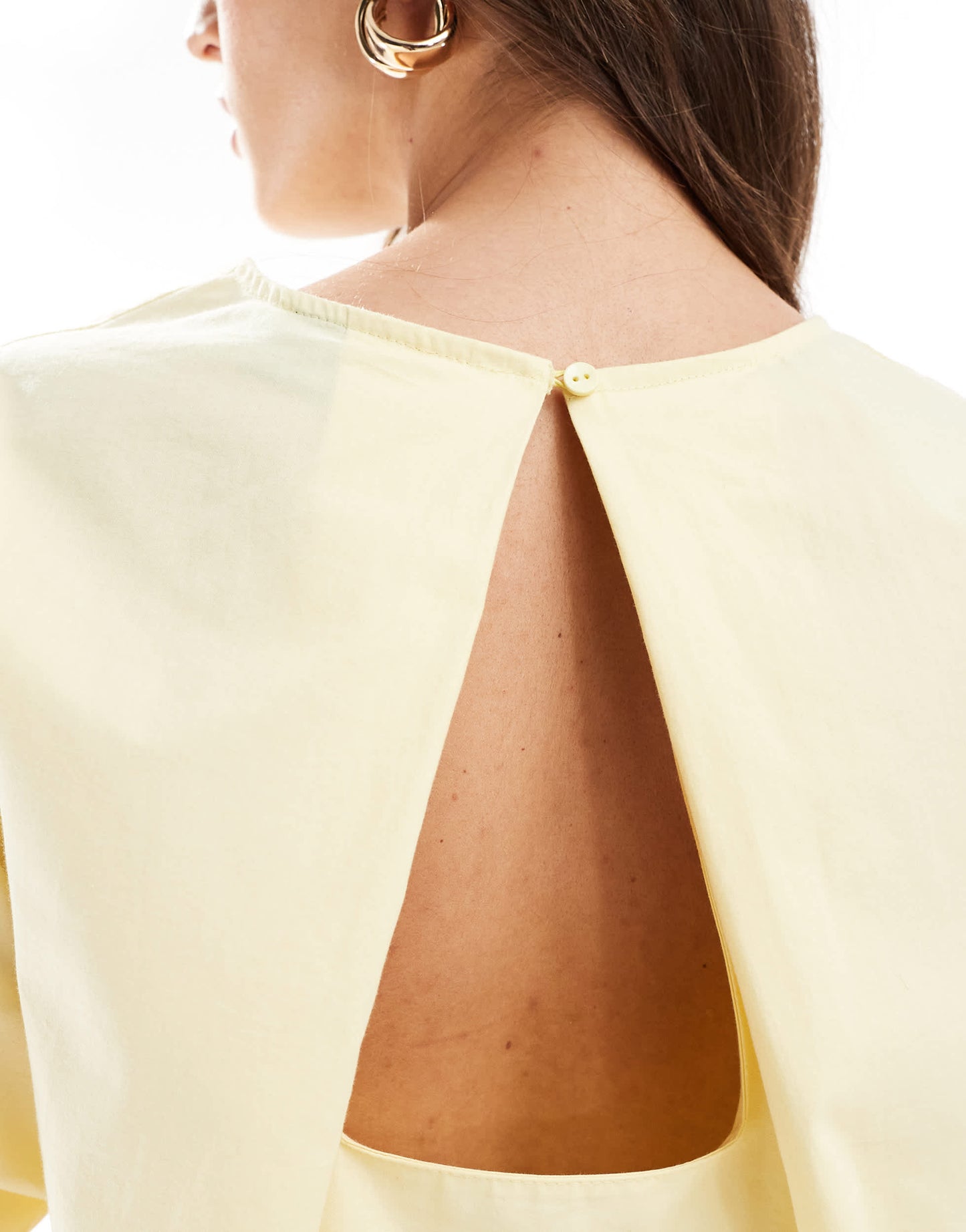 ASOS DESIGN poplin pleat back trapeze t shirt in buttermilk