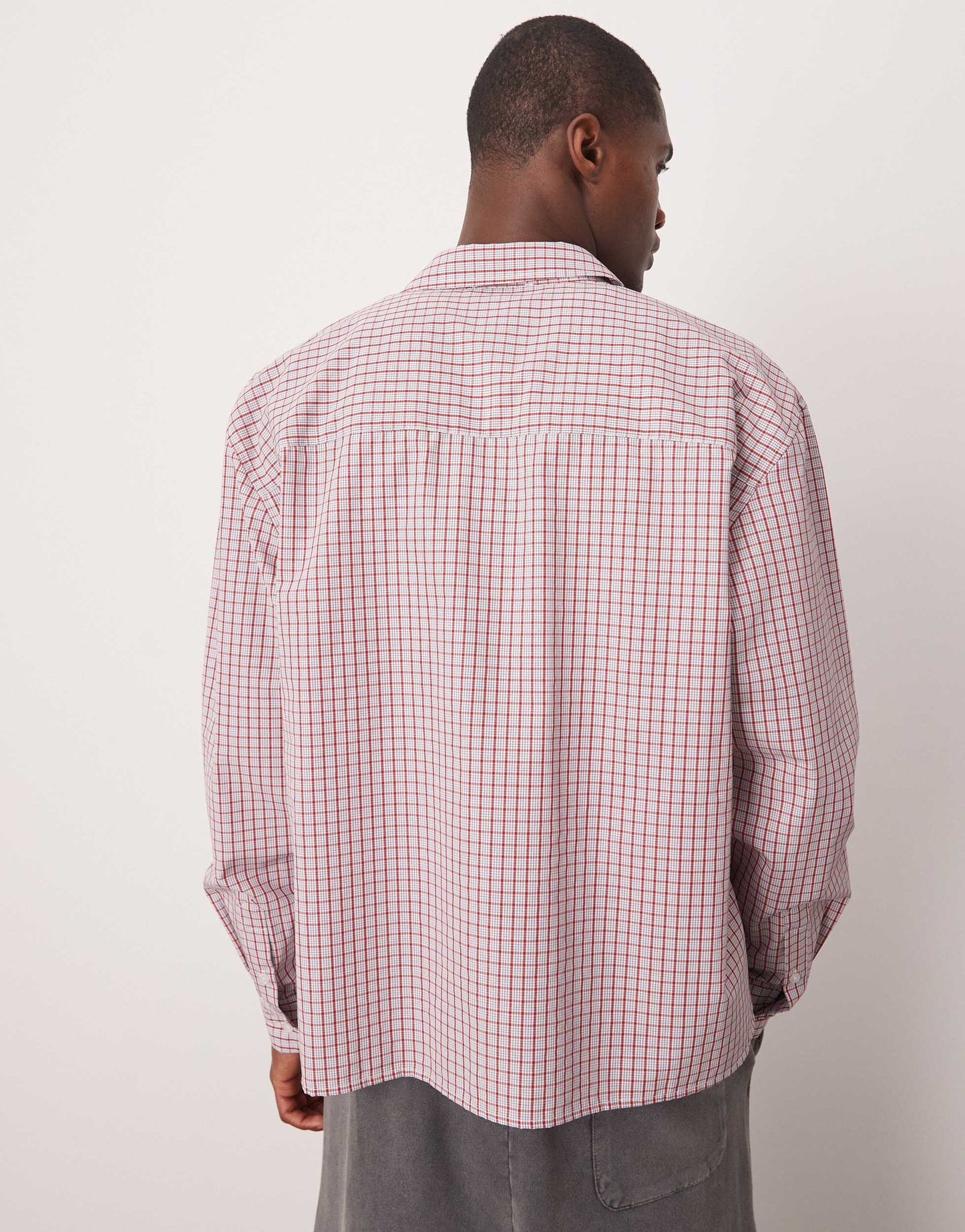 ASOS DESIGN boxy oversized check shirt in red