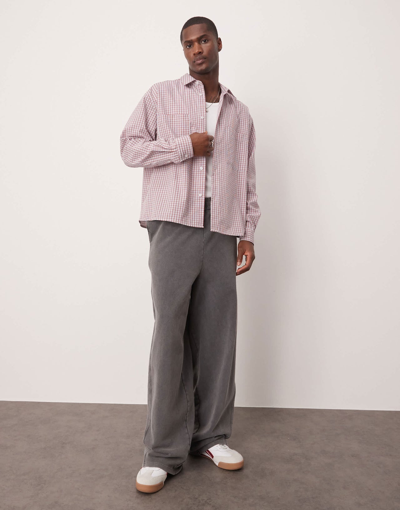 ASOS DESIGN boxy oversized check shirt in red
