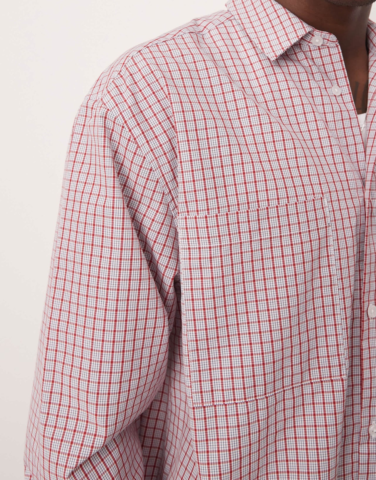ASOS DESIGN boxy oversized check shirt in red