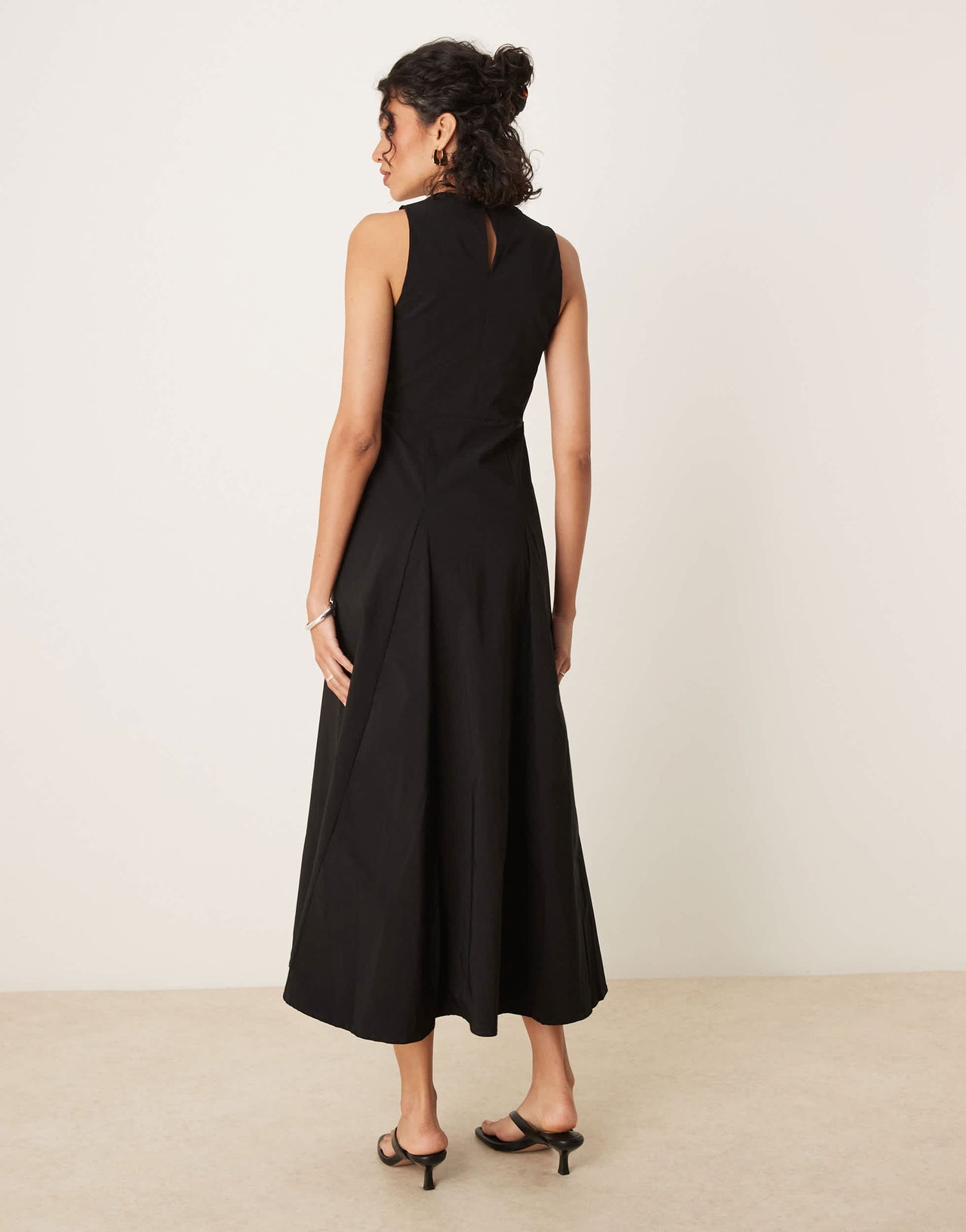 ASOS DESIGN bengaline sleeveless corset waist midi dress in black