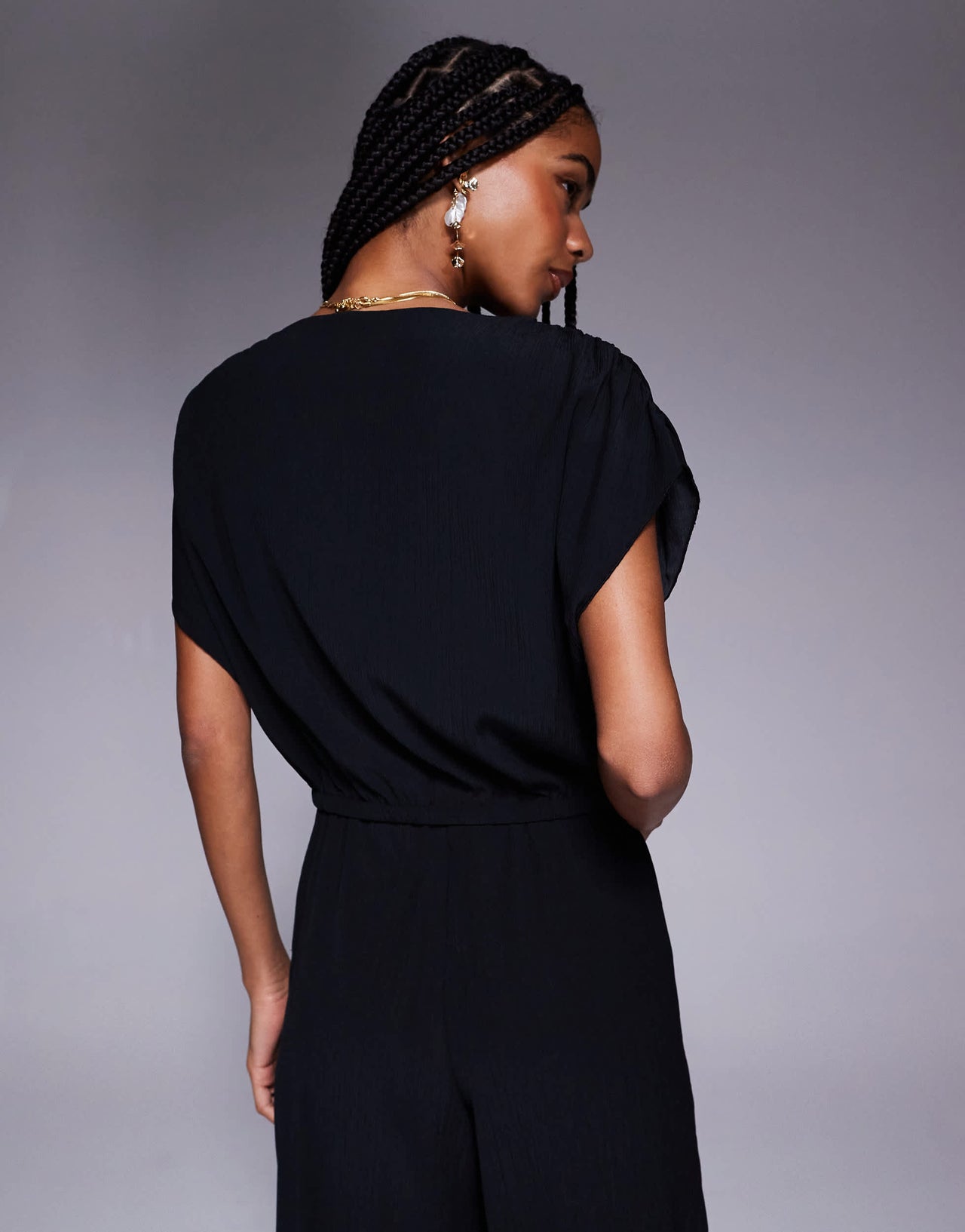 ASOS DESIGN tailored high neck crinkle textured co-ord top  in black