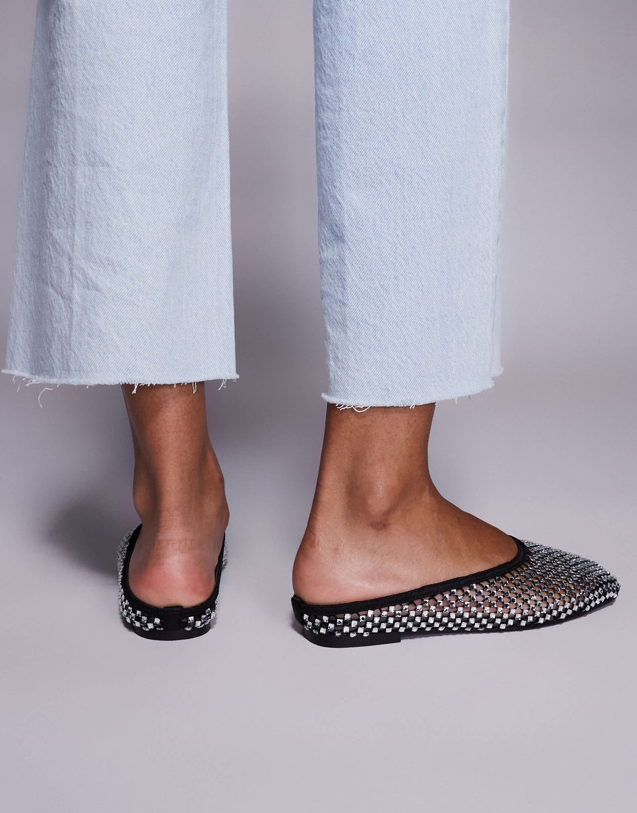 Simmi London Luz mules in black diamante mesh