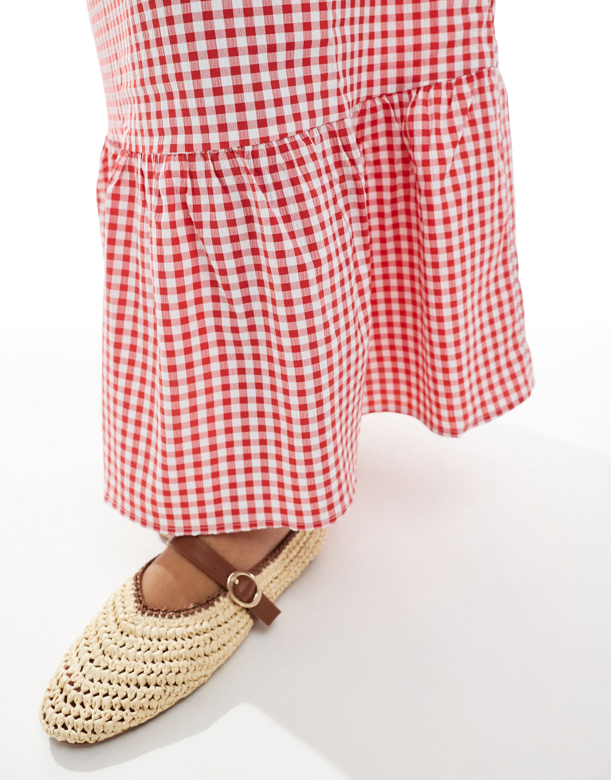 Vero Moda Petite tiered hem maxi skirt  in red gingham print