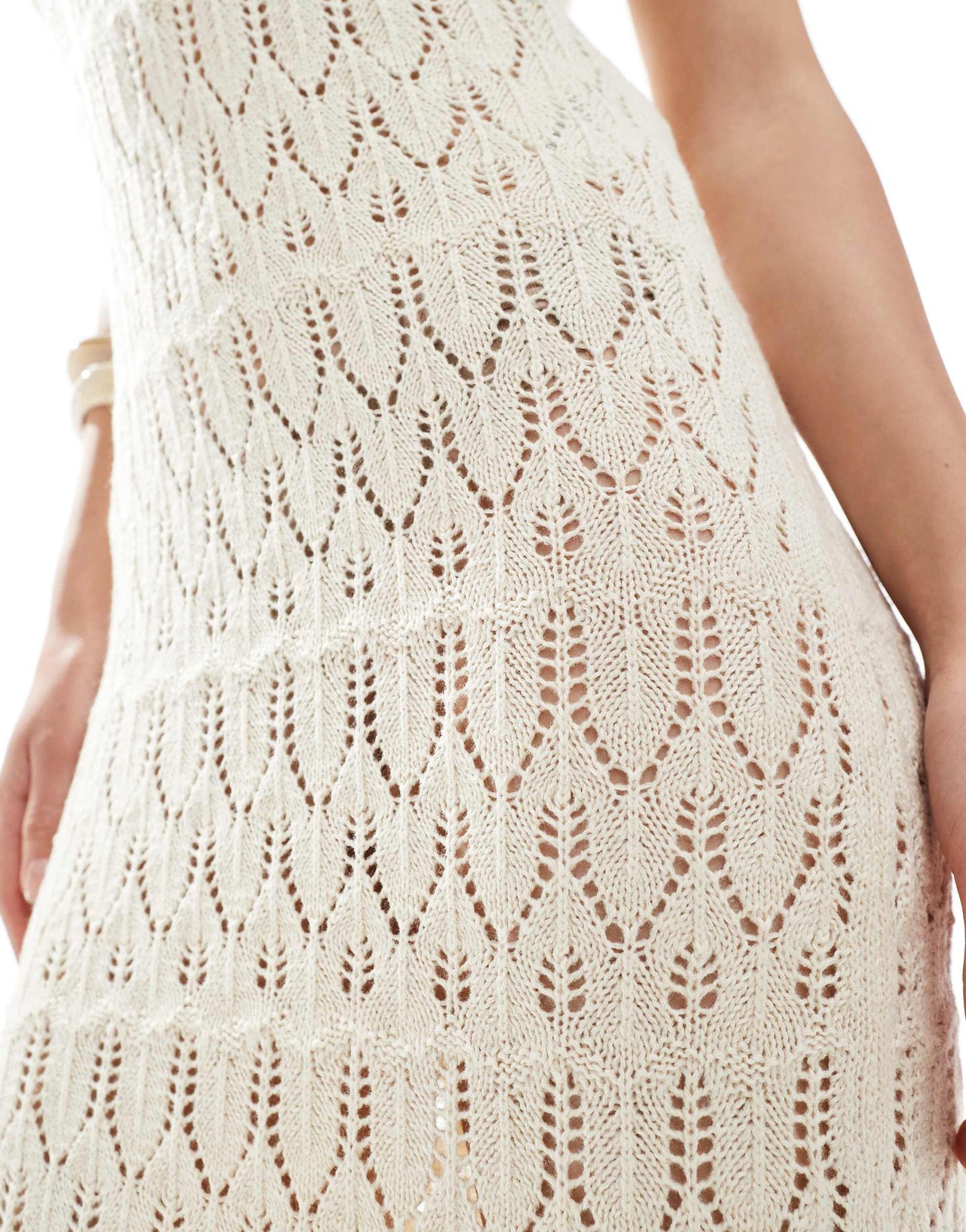 Vero Moda crochet knit midi tank dress in cream