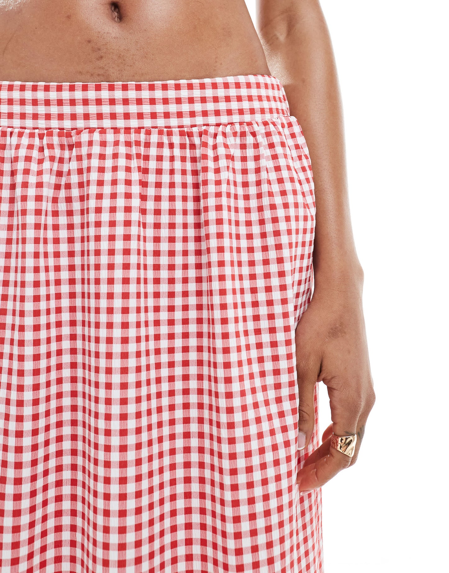 Vero Moda Tall tiered hem maxi skirt  in red gingham print