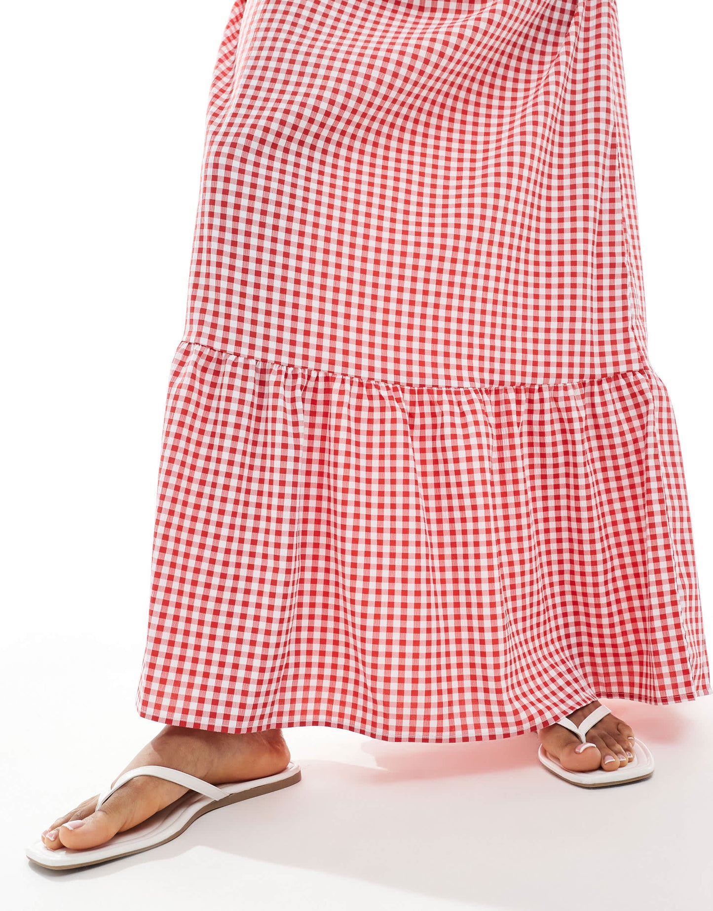 Vero Moda Tall tiered hem maxi skirt  in red gingham print