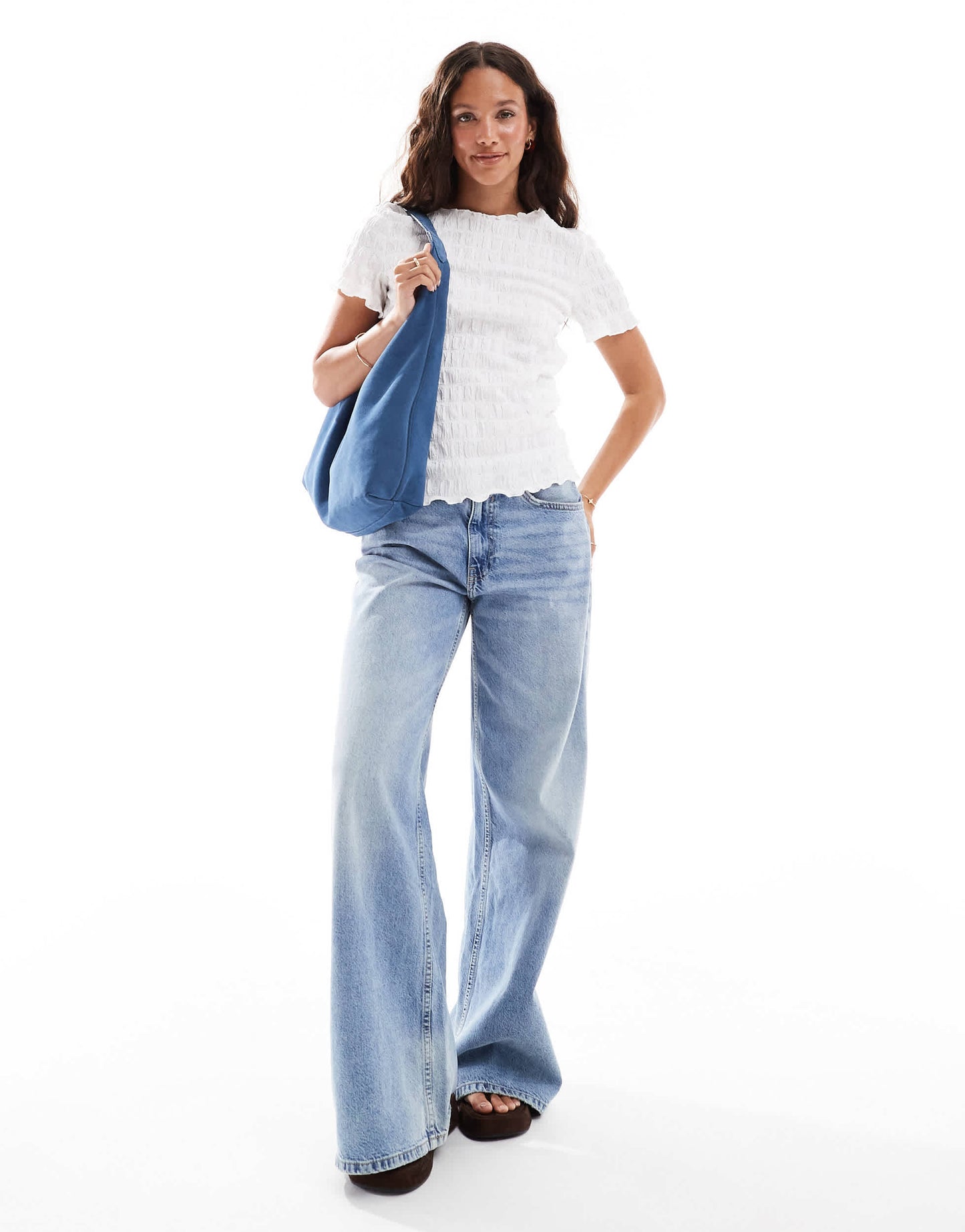 Vero Moda textured short sleeve t-shirt in white