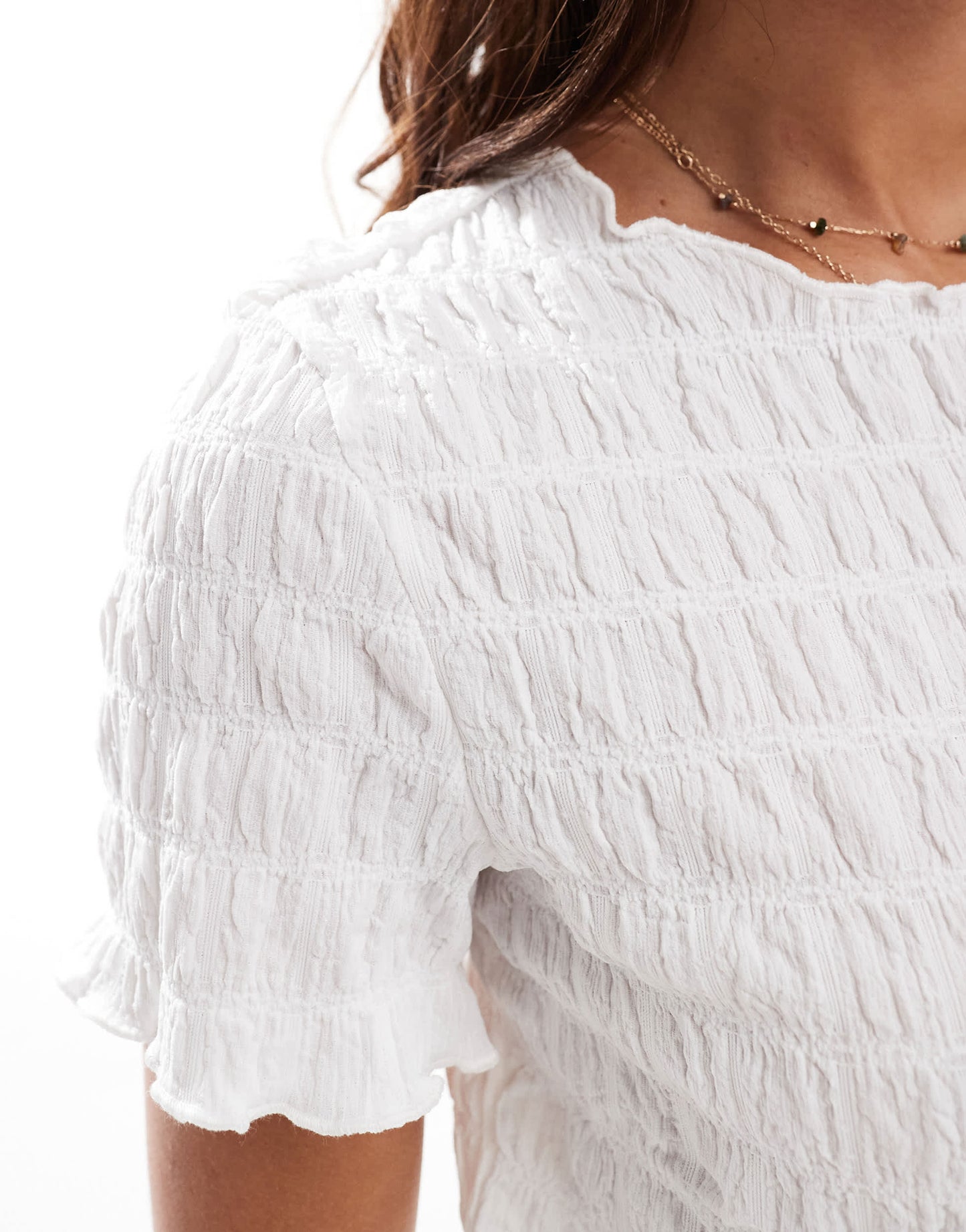 Vero Moda textured short sleeve t-shirt in white