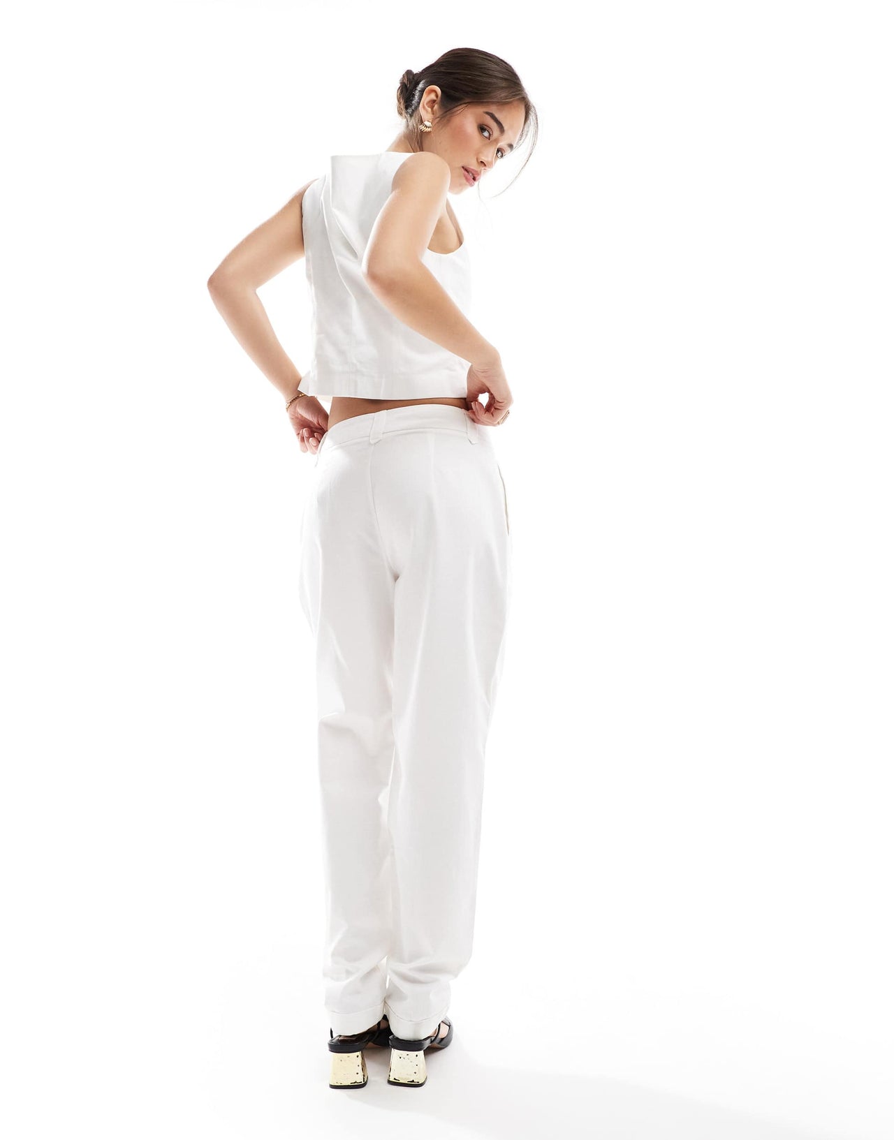 Vero Moda tailored barrel leg trouser co-ord in white