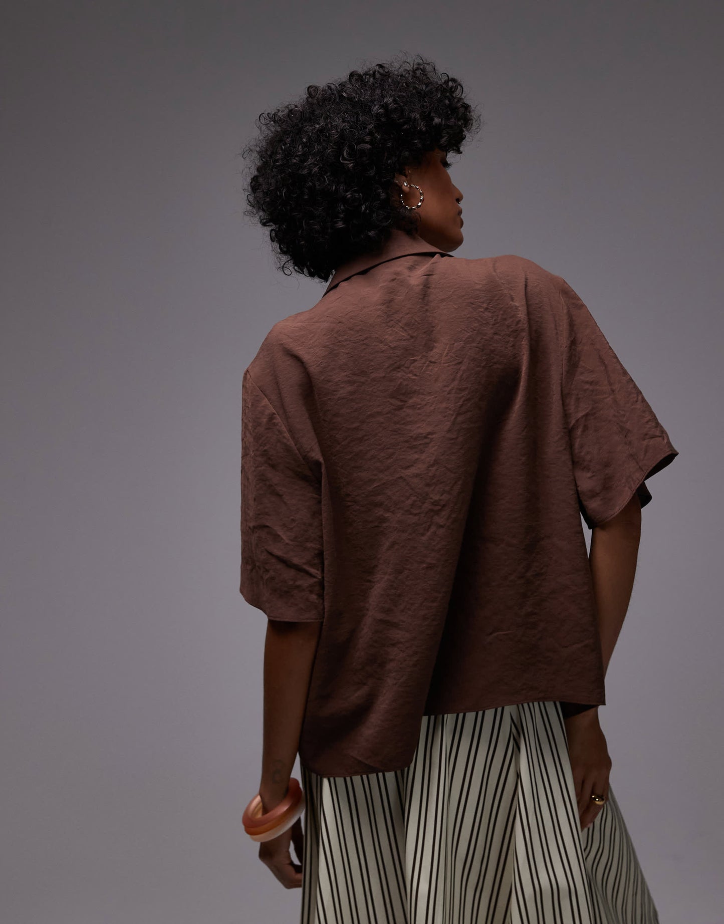 Topshop co-ord super soft cupro shirt in brown