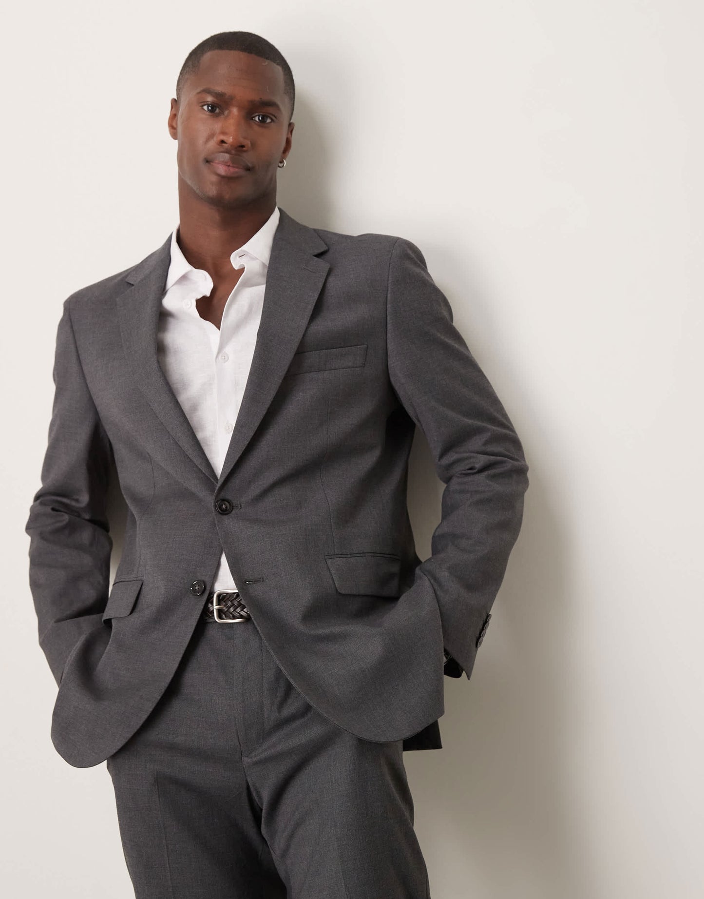 Mango slim fit suit blazer in slate grey co-ord