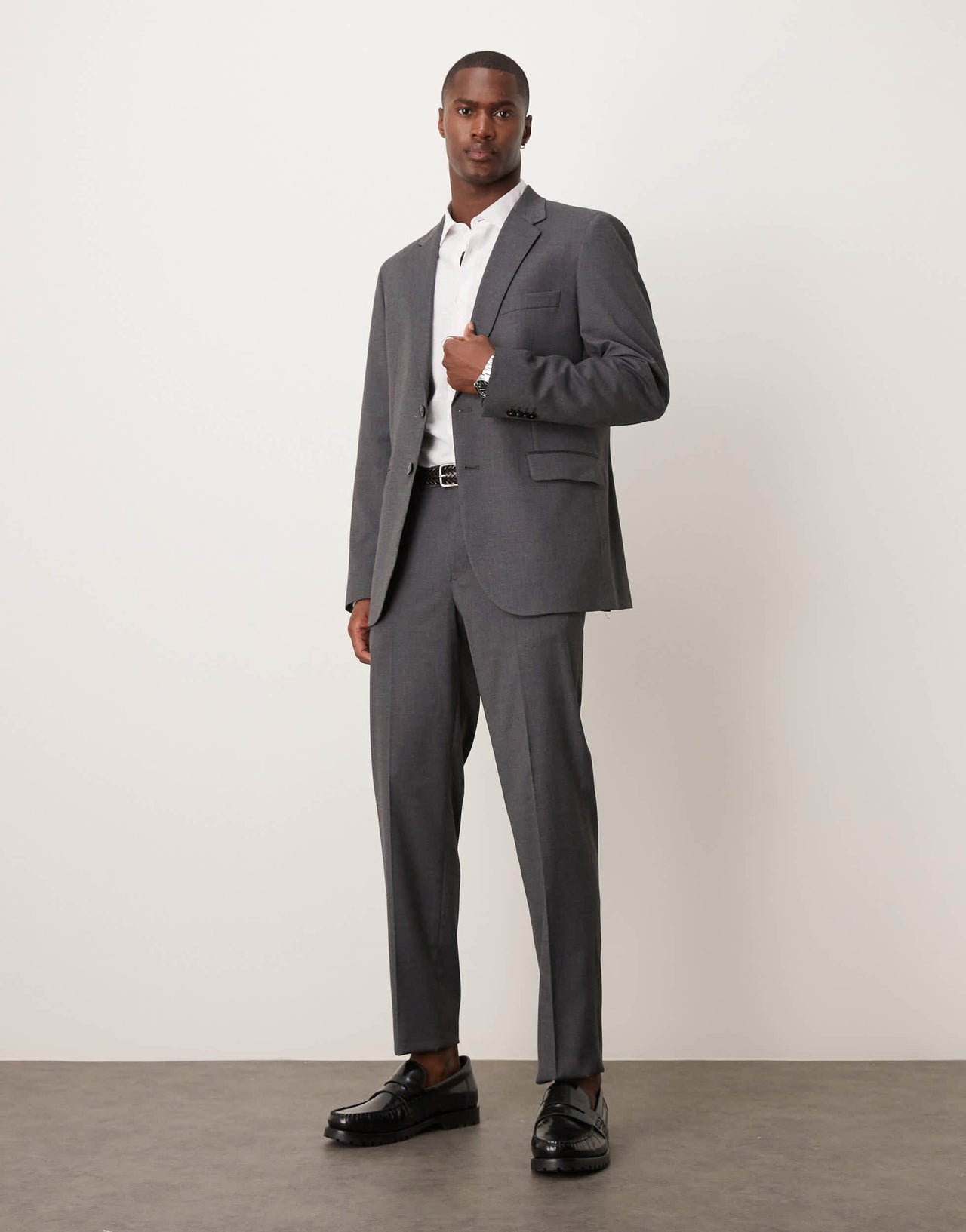Mango slim fit suit blazer in slate grey co-ord