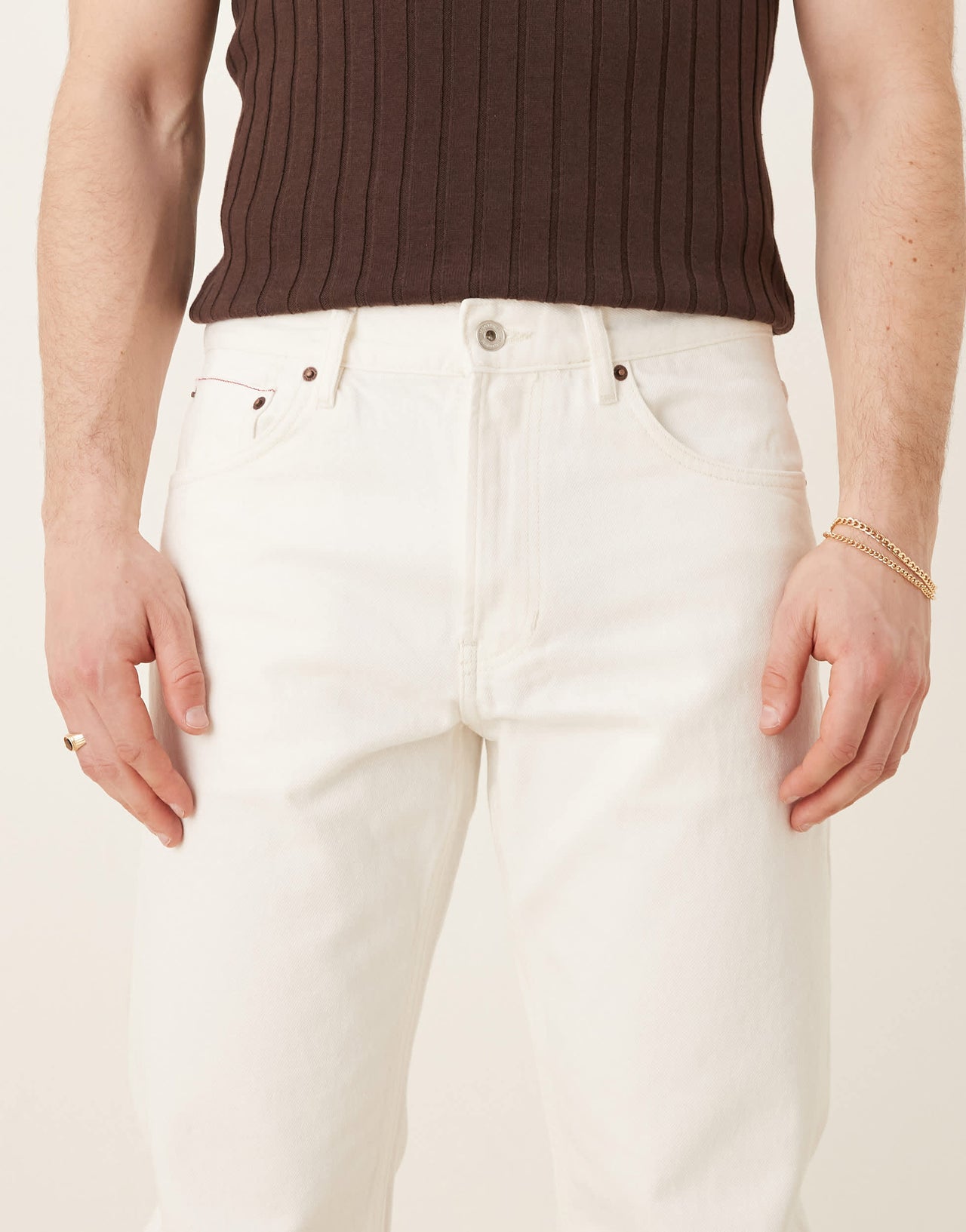 Mango tapered fit jeans in ecru