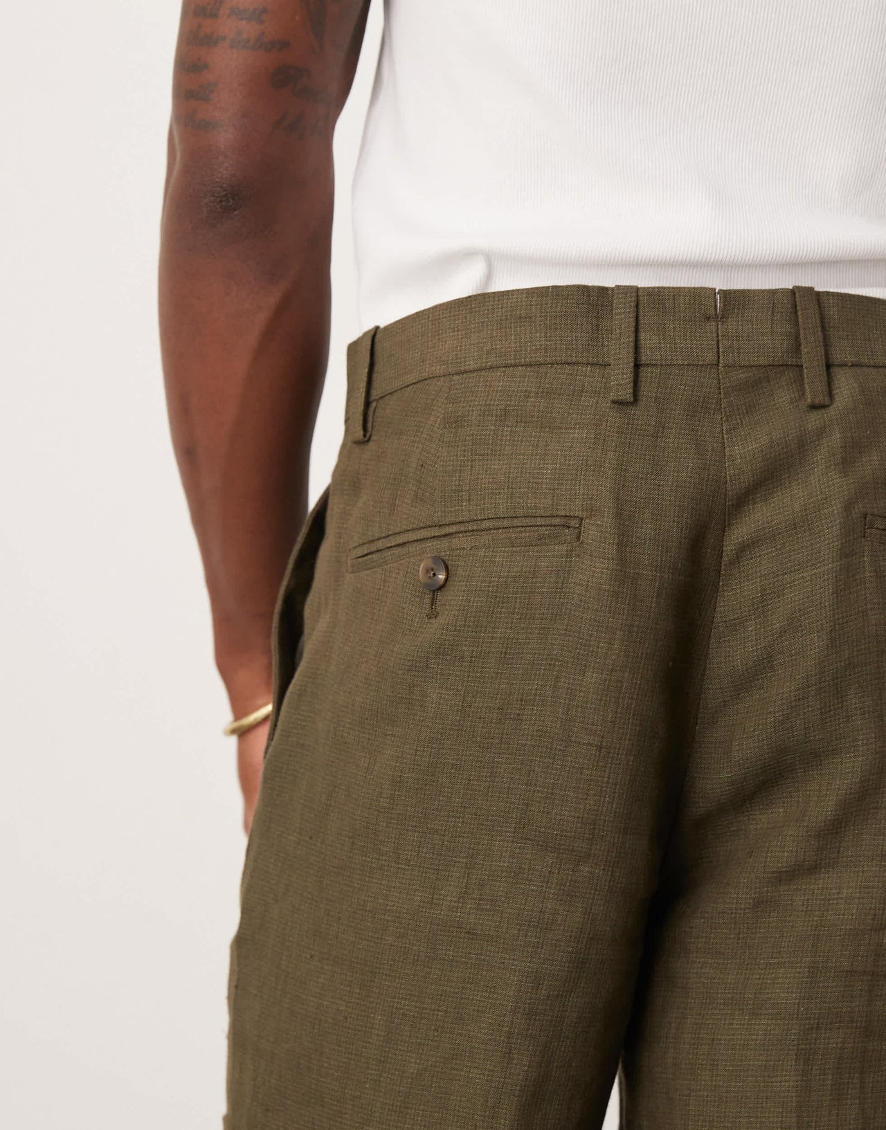 Mango slim fit linen suit trousers in green co-ord