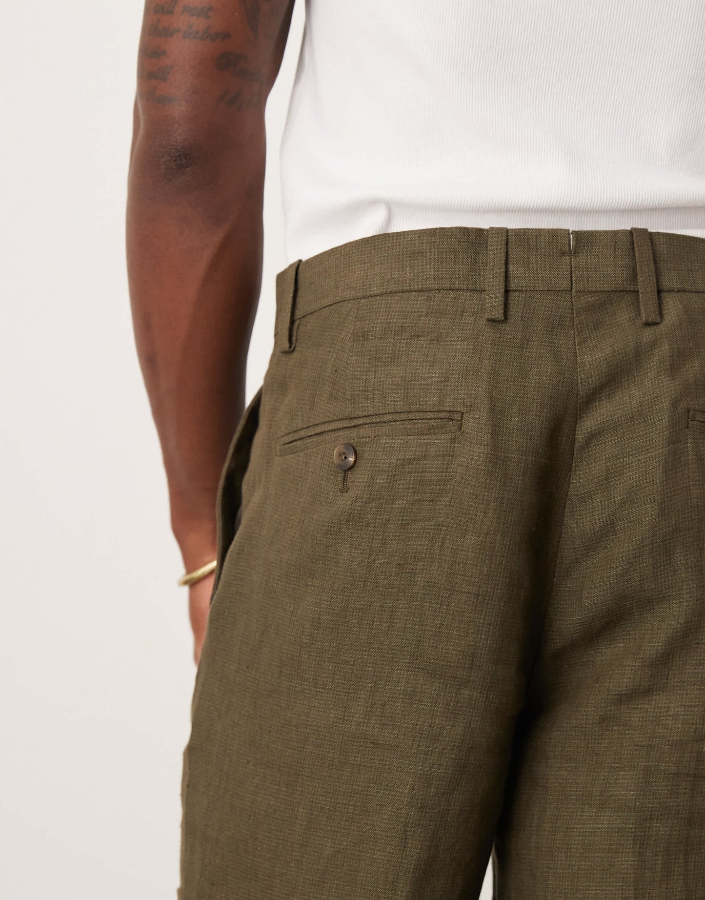 Mango slim fit linen suit trousers in green co-ord