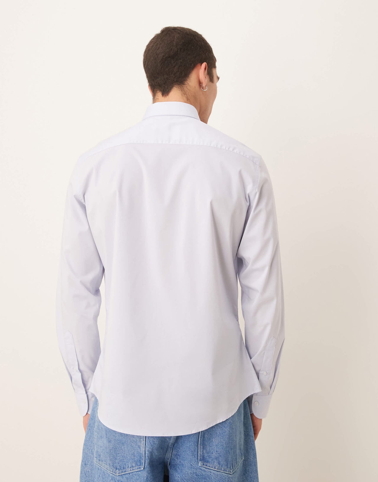 Mango smart regular fit stretch cotton shirt in light blue