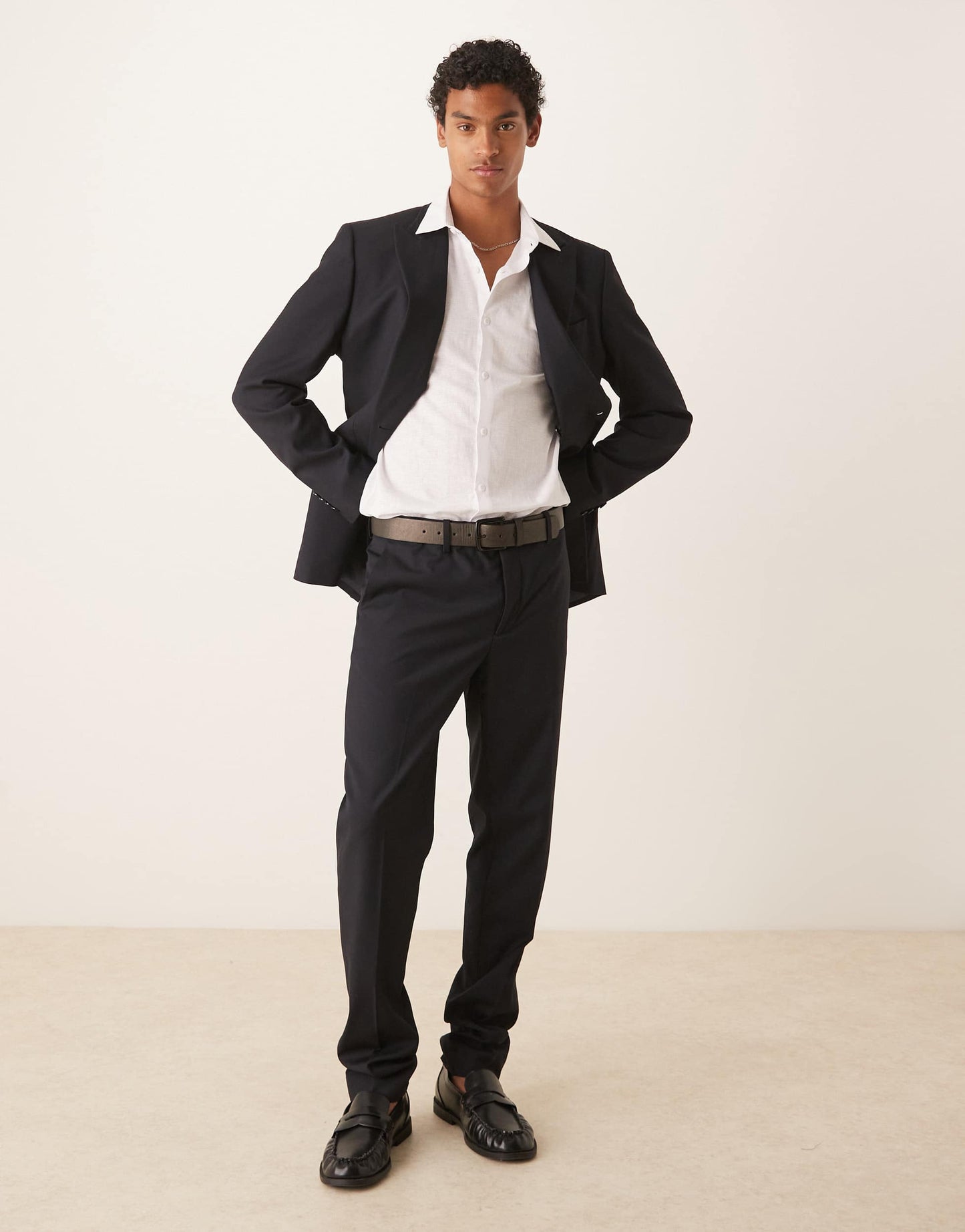 Mango slim fit suit trouser co-ord in navy