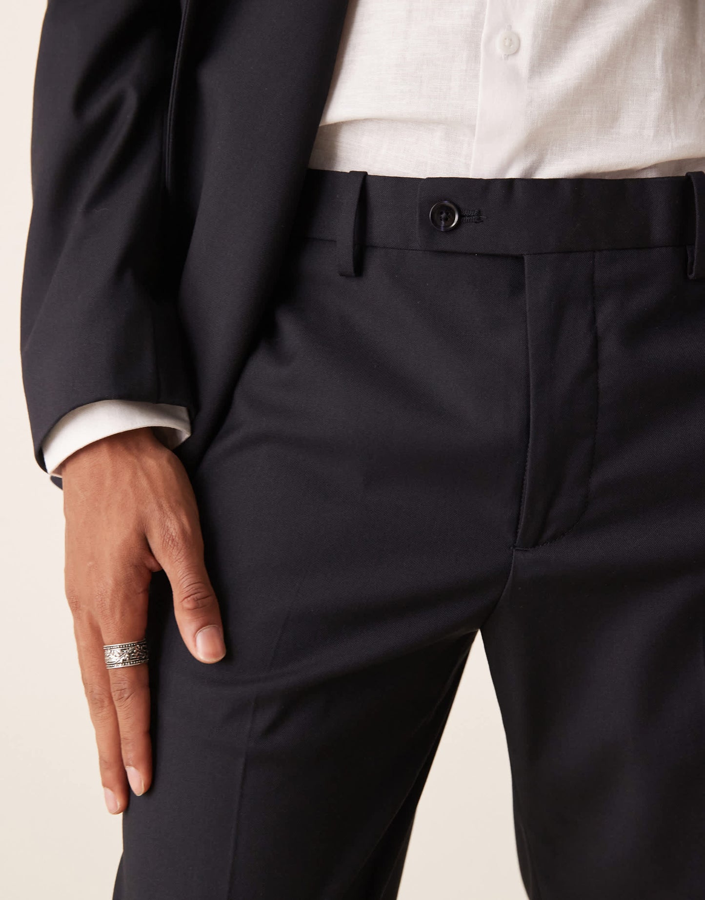 Mango slim fit suit trouser co-ord in navy