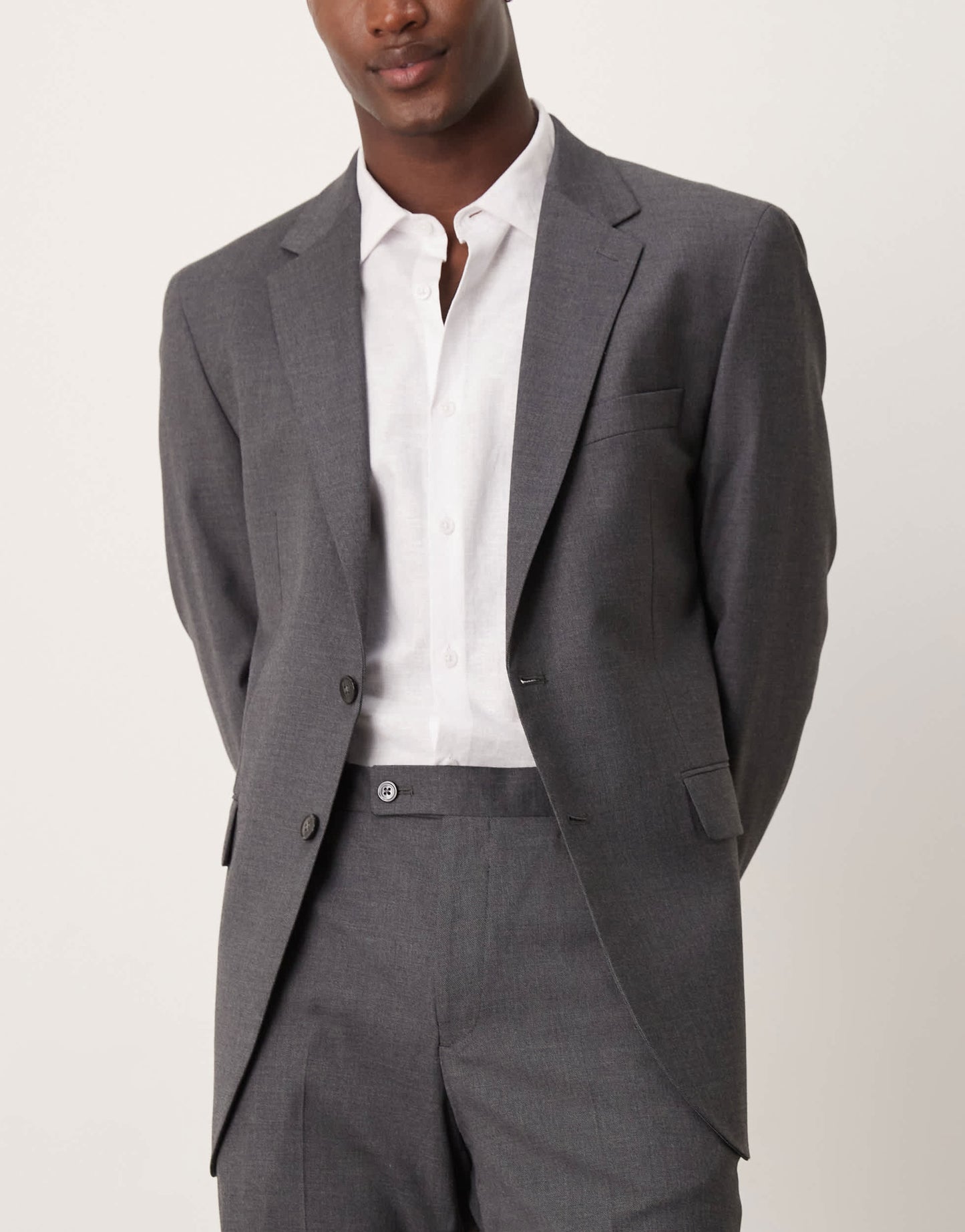 Mango slim fit suit trouser in slate grey co-ord