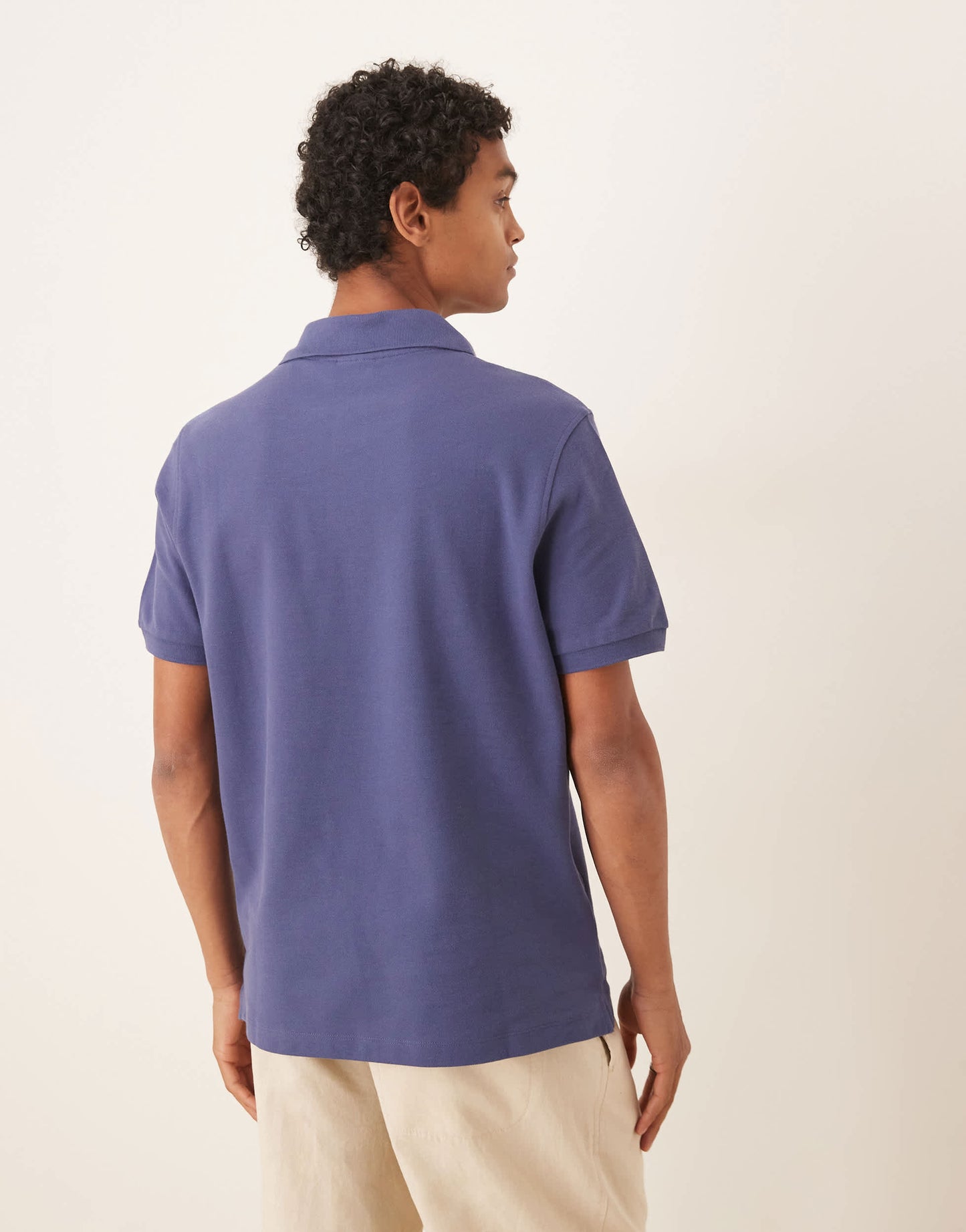 Mango jersey revere collar polo in washed blue