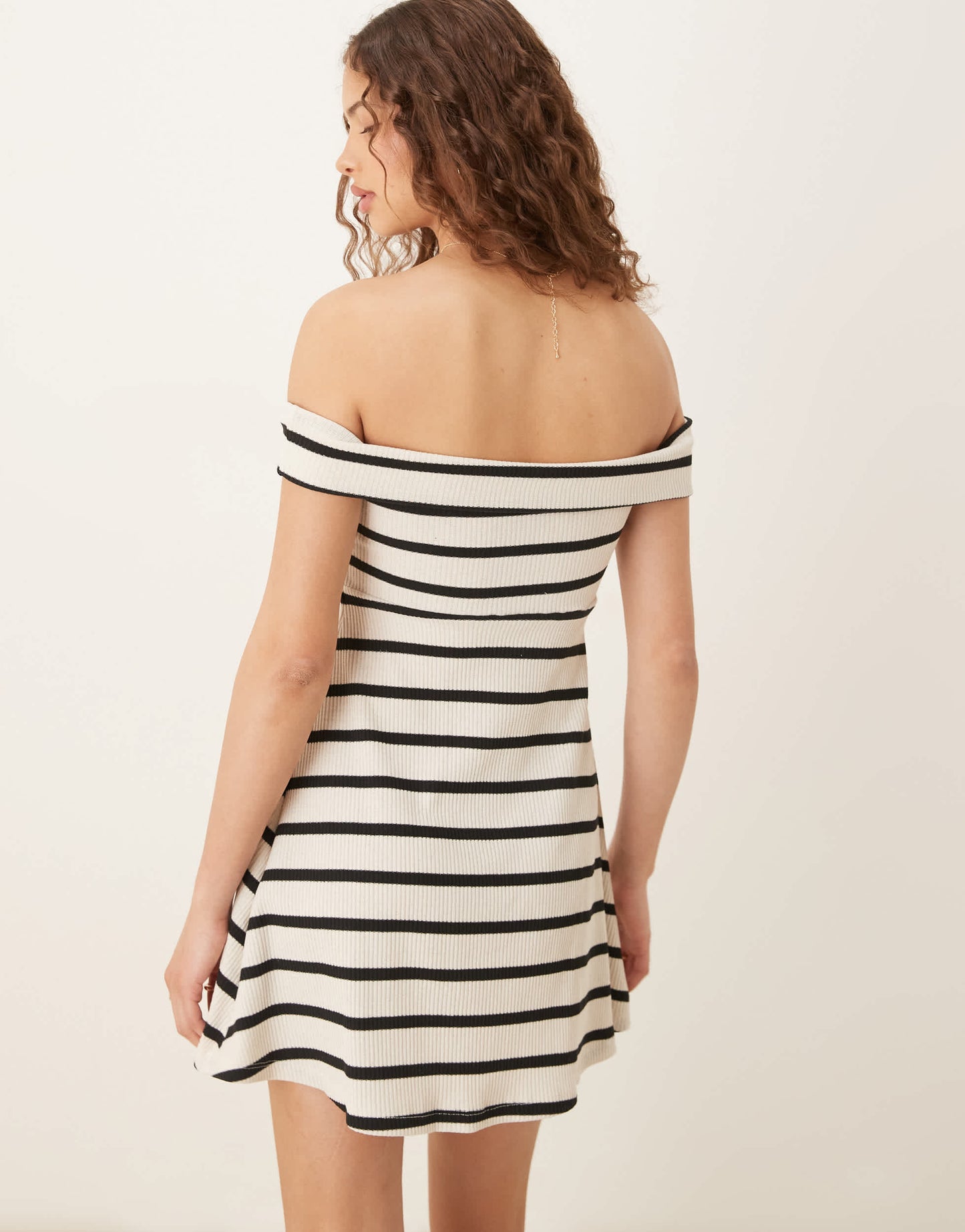 ASOS DESIGN twist bardot mini skater dress in stripe