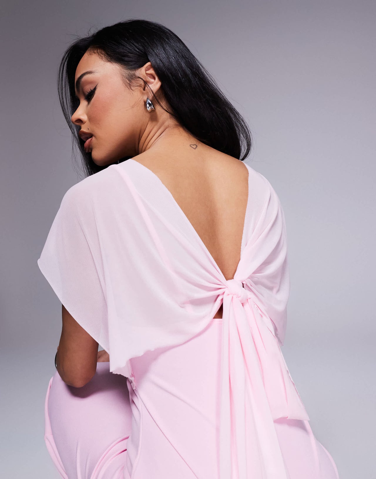ASOS DESIGN sheer overlay maxi dress in light pink