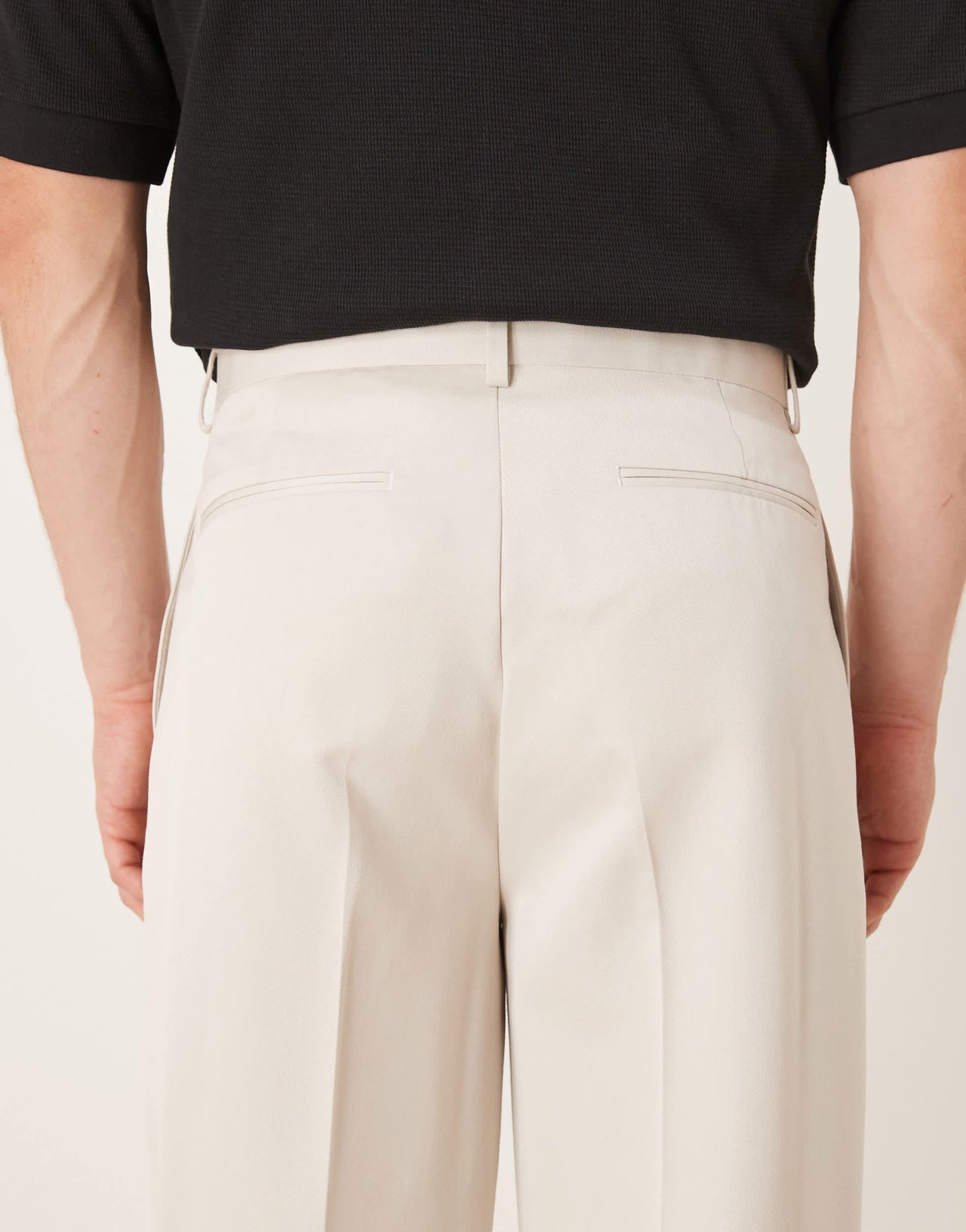 ASOS DESIGN smart oversized tapered trousers with front pleat in ecru