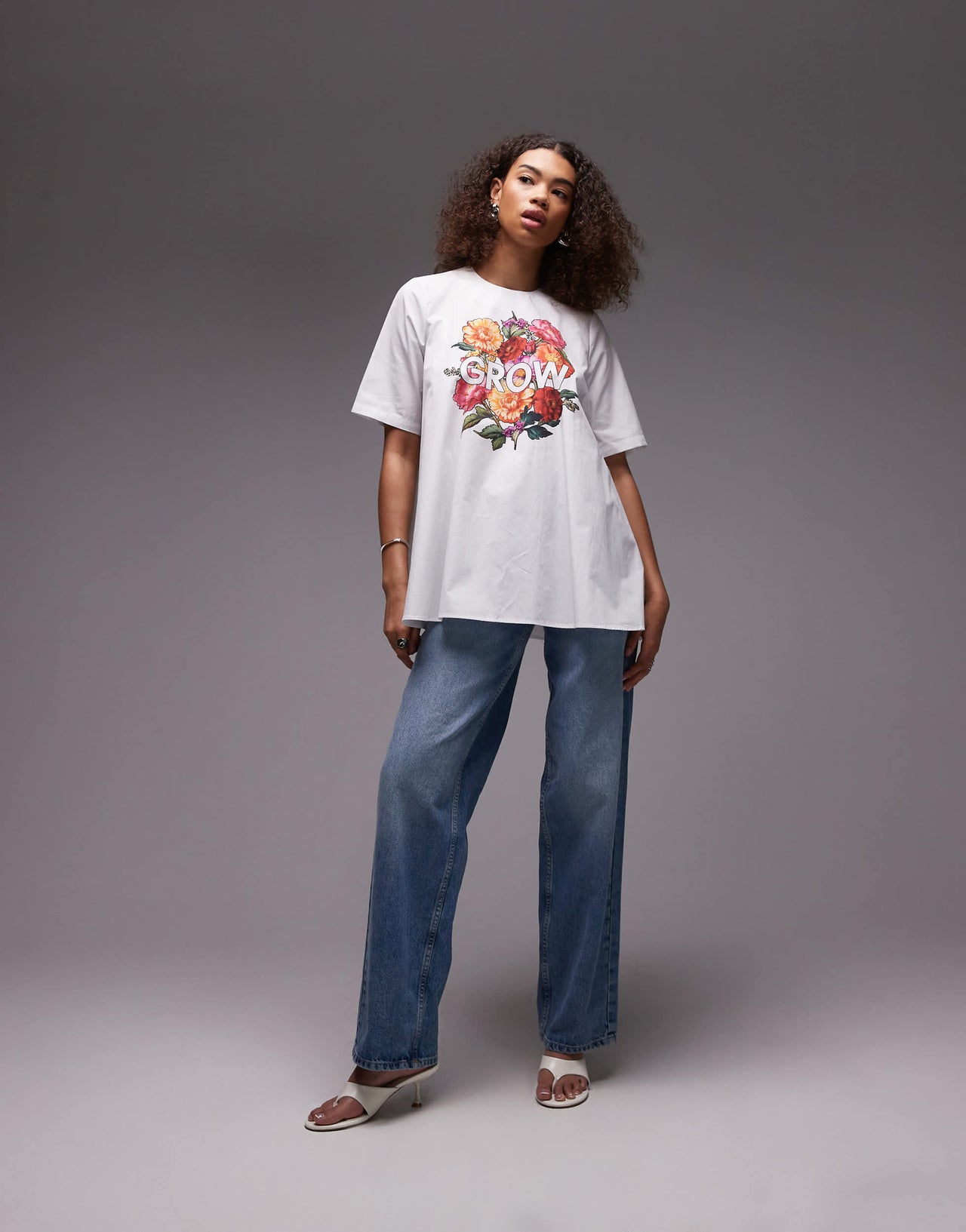 ASOS DESIGN trapeze graphic t shirt in white