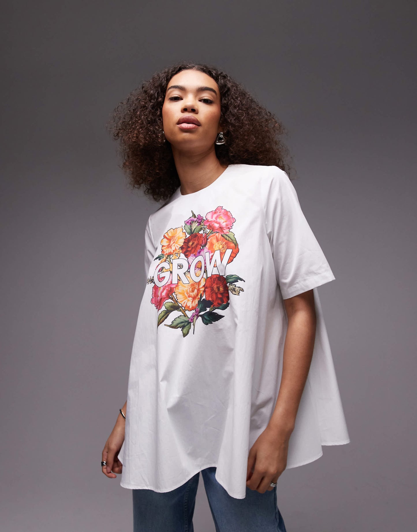 ASOS DESIGN trapeze graphic t shirt in white